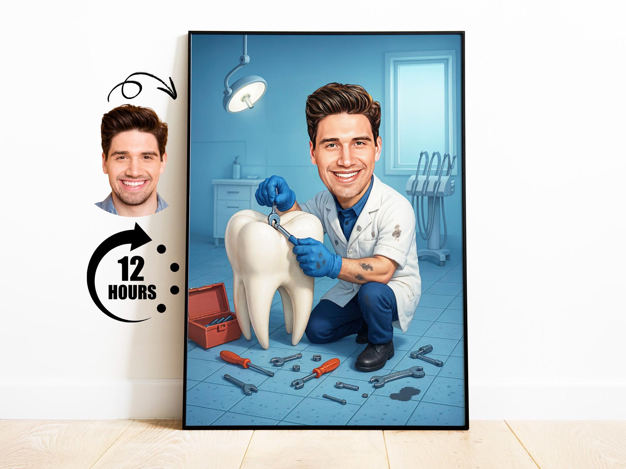 Custom Dentist Caricature from Photo – Funny Cartoon Portrait from photo