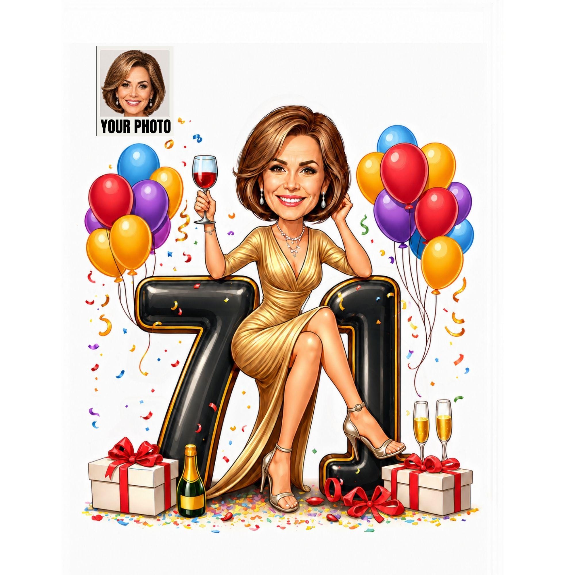 Custom 71st Birthday Caricature from photo