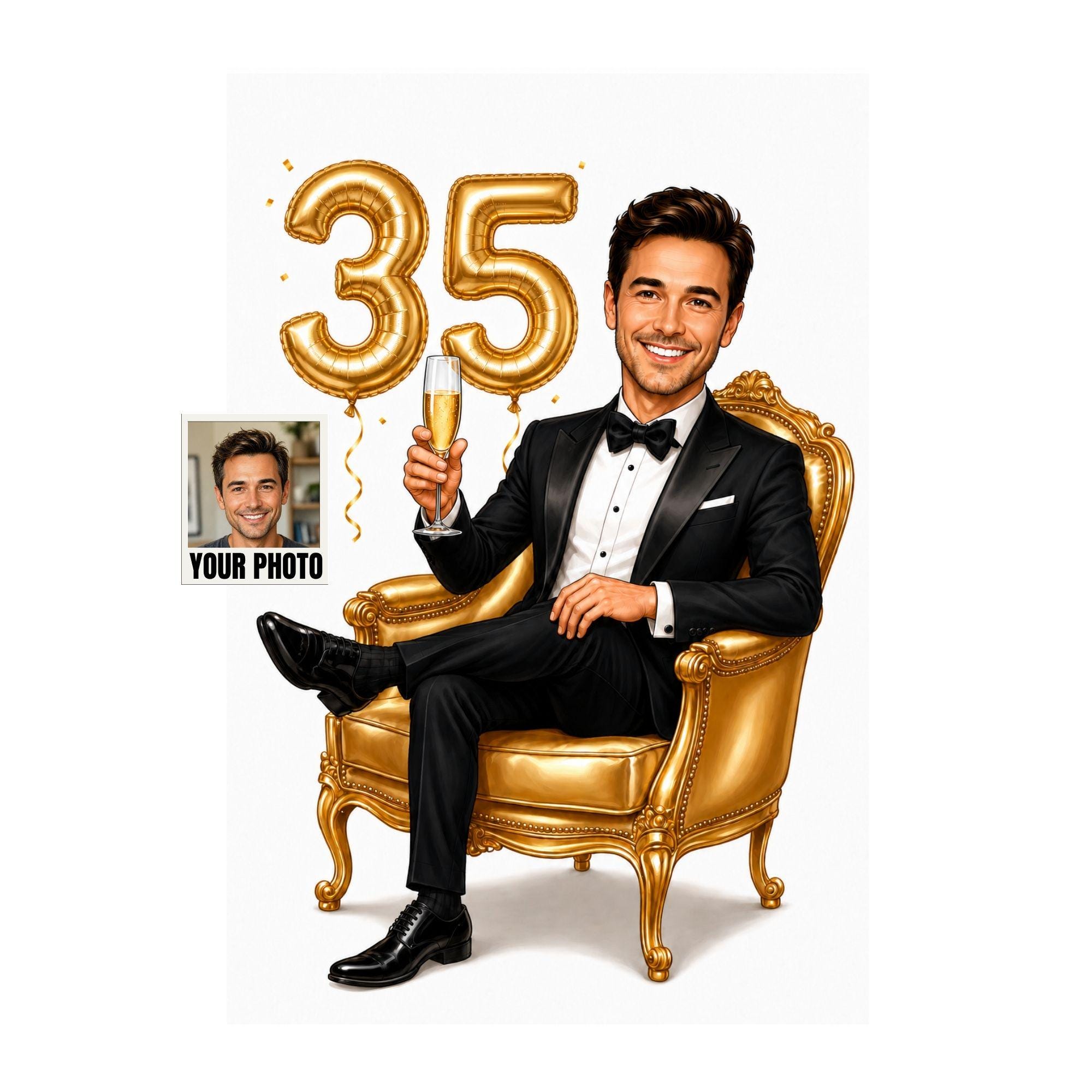 35th Birthday Cartoon Portrait for Him from photo