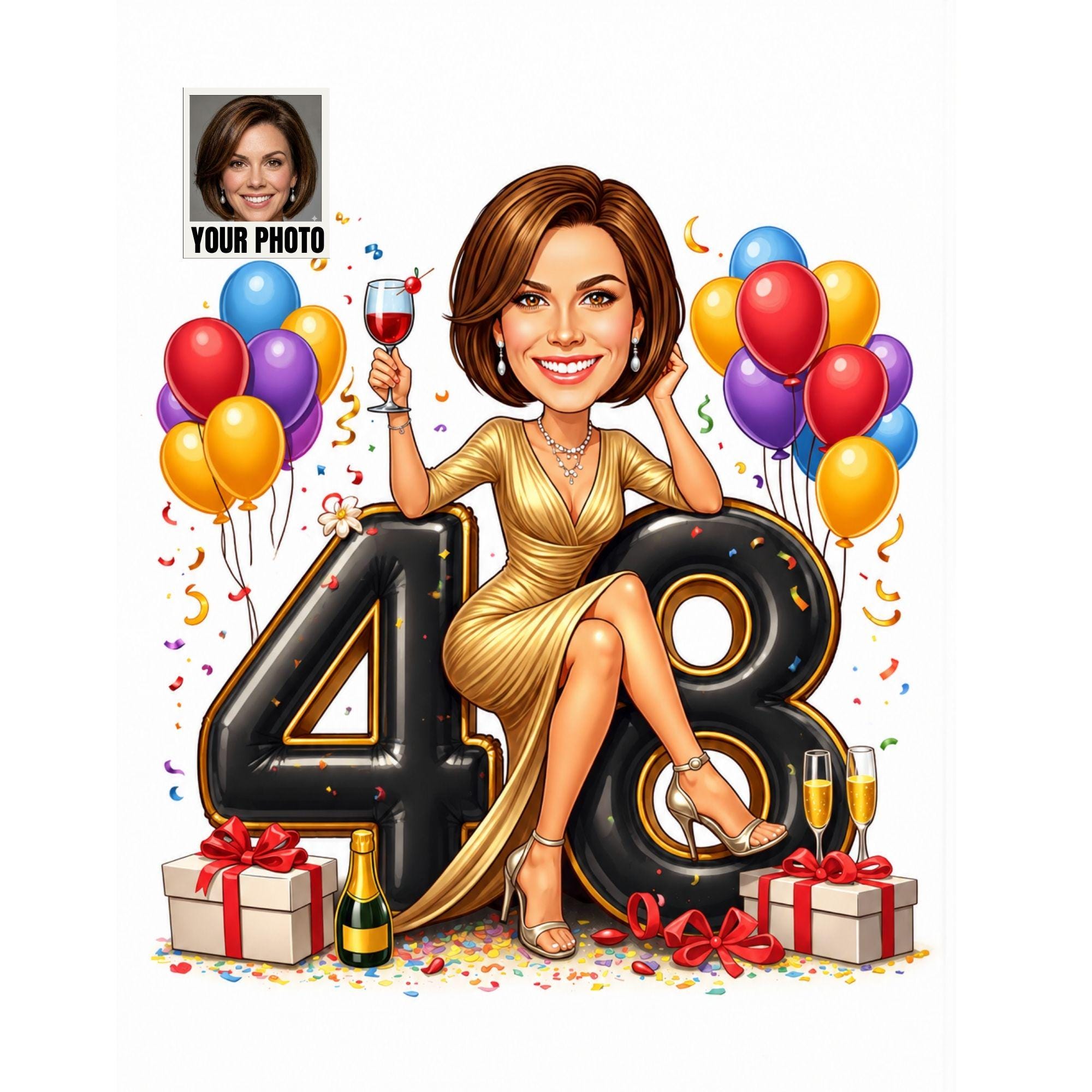 Custom 48th Birthday Caricature from photo