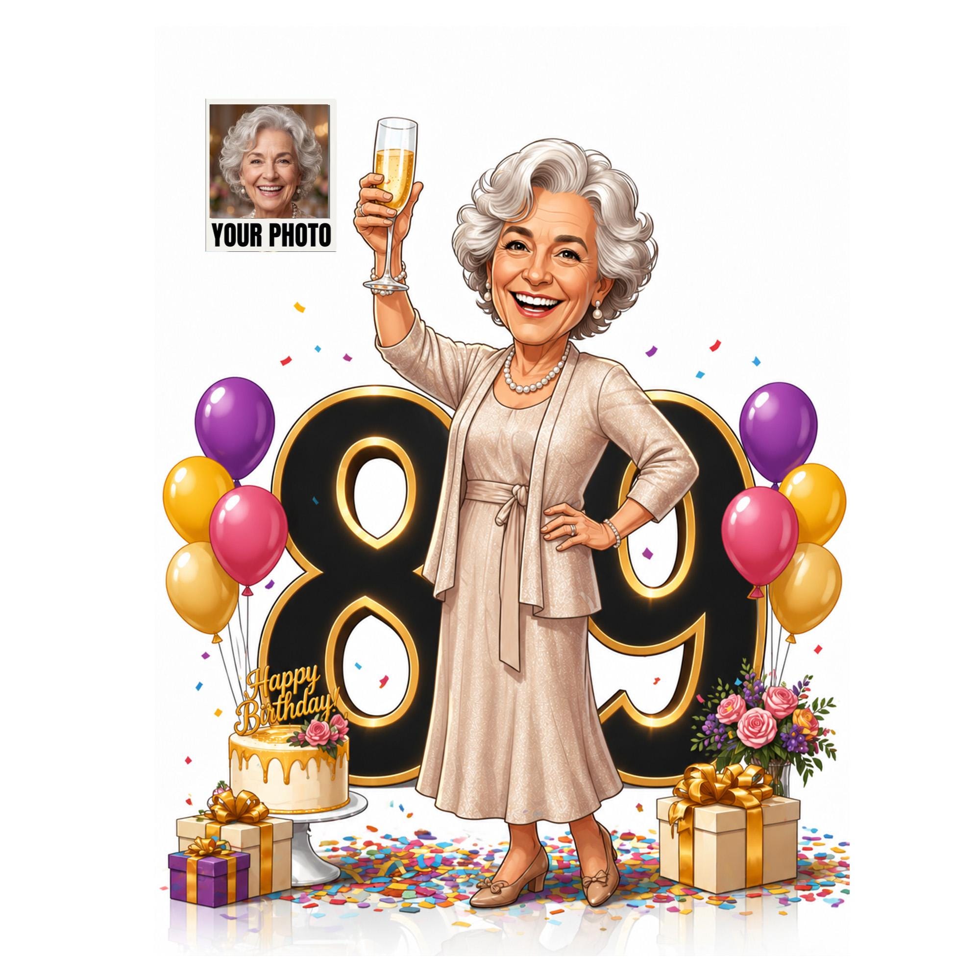 Custom 89th Birthday Caricature from photo