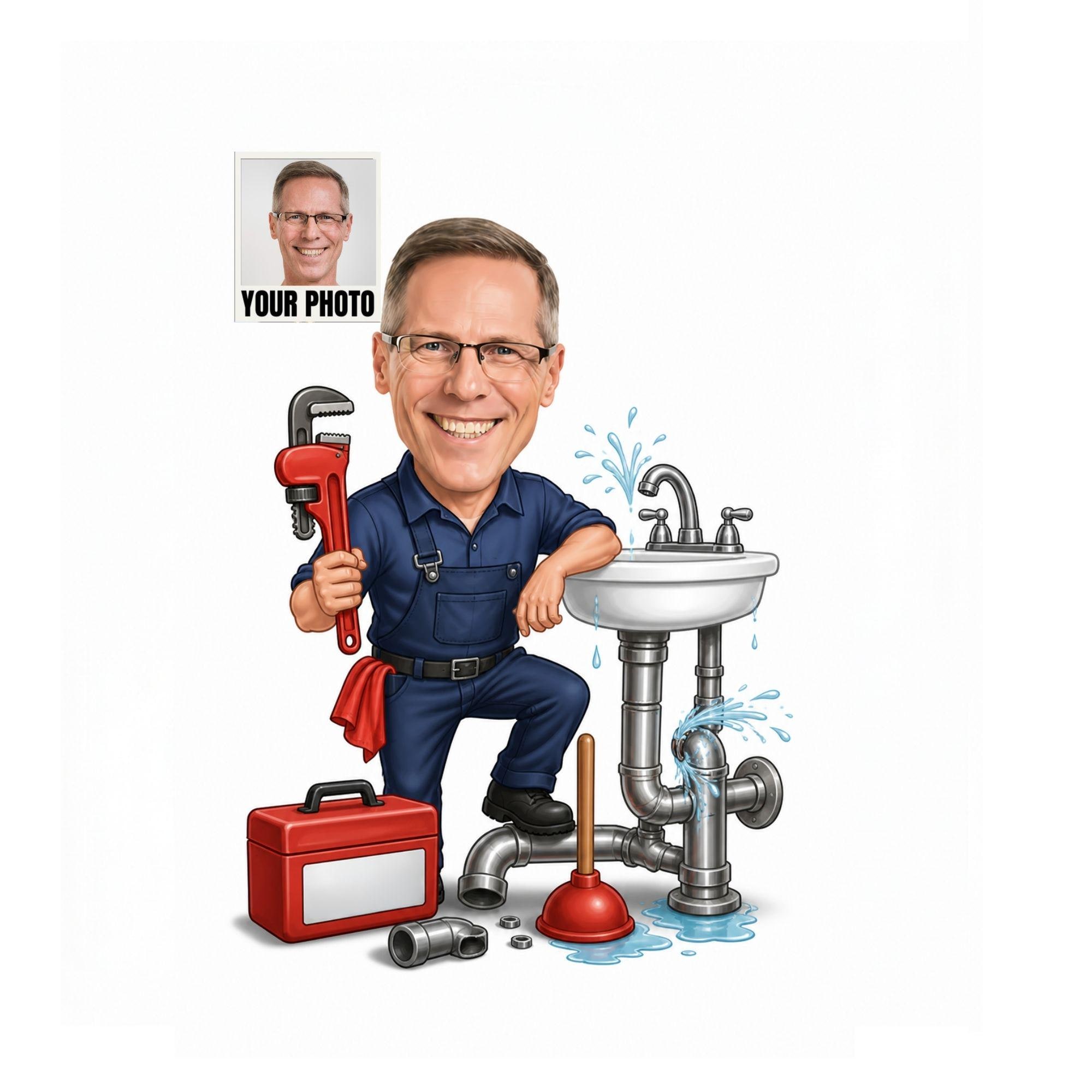 Custom Plumber Caricature from photo