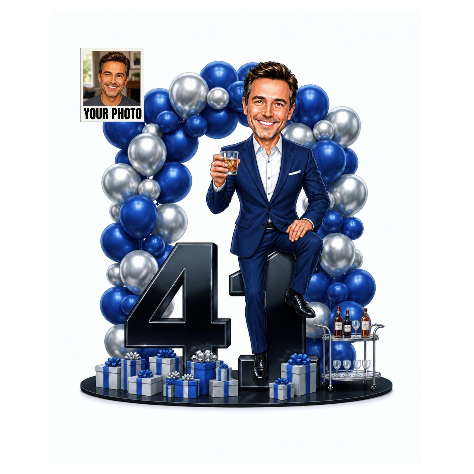 41st Birthday Man Cartoon Portrait for Him from photo