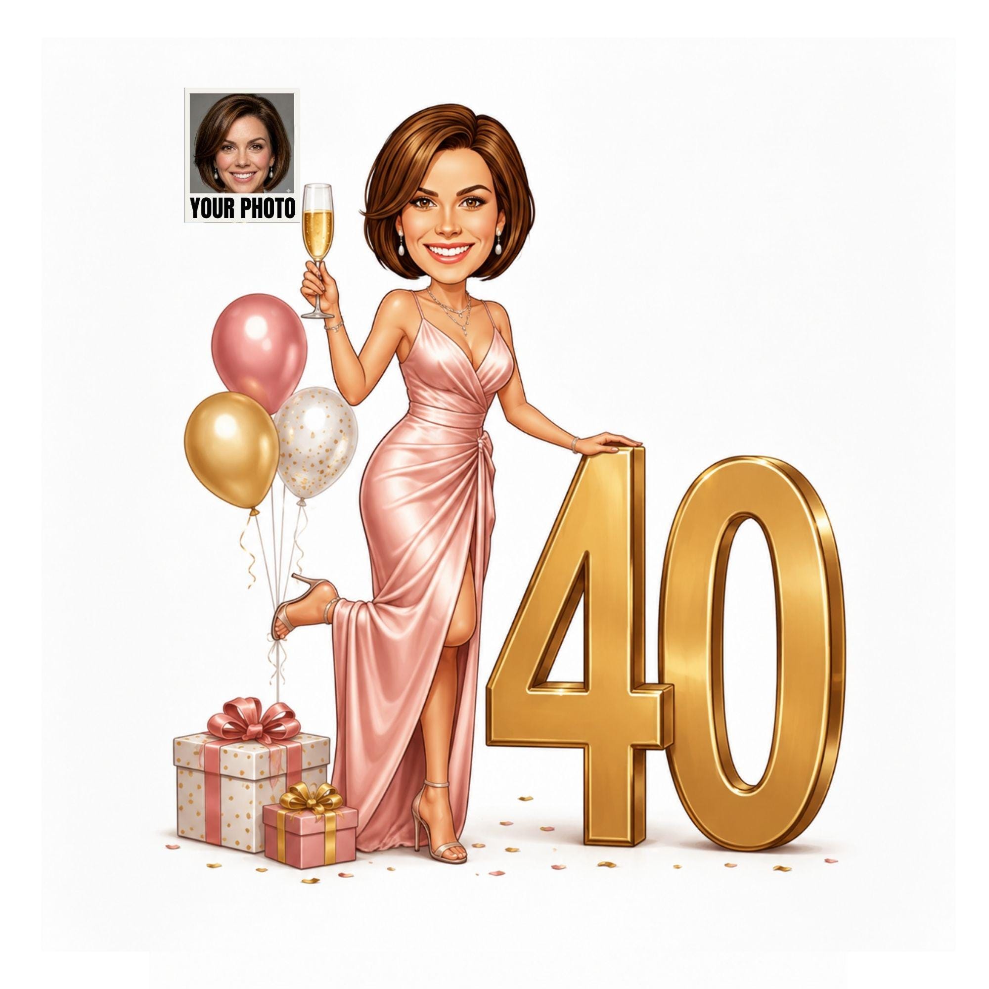 Cartoon 40th Birthday Card For Her from photo