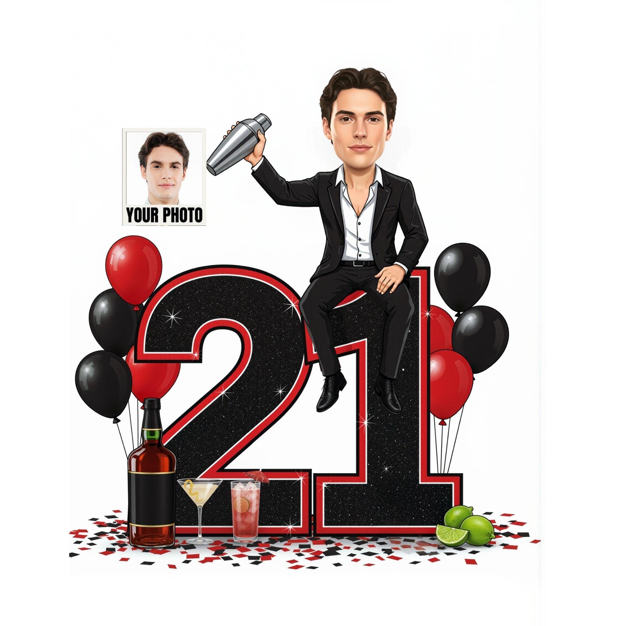 Custom 21st Birthday Caricature from photo