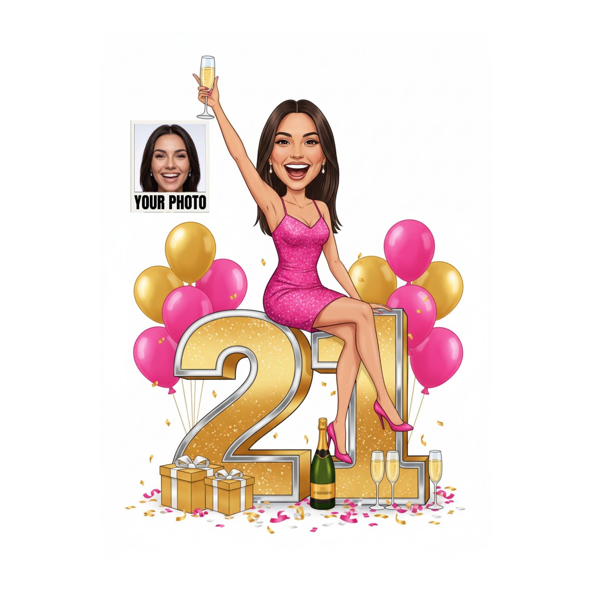 Custom 21st Birthday Caricature from photo