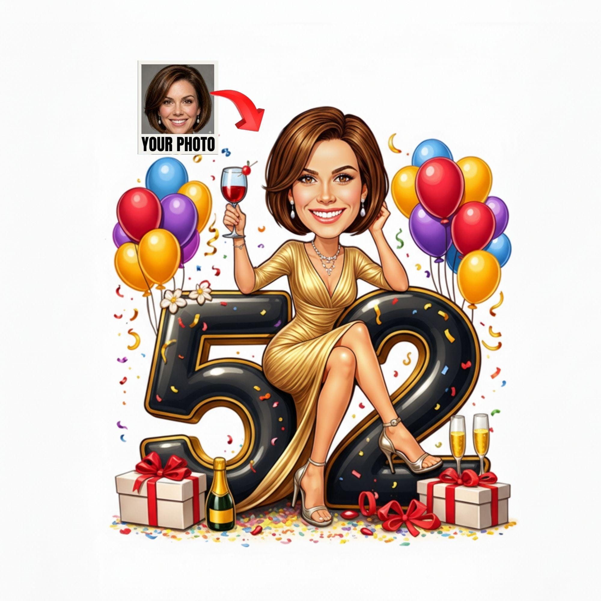 Custom 52nd Birthday Caricature from photo