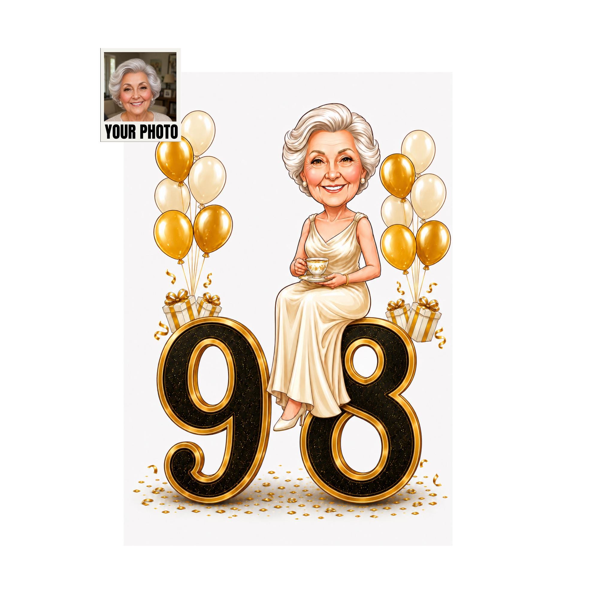 Custom 98th Birthday Caricature from photo