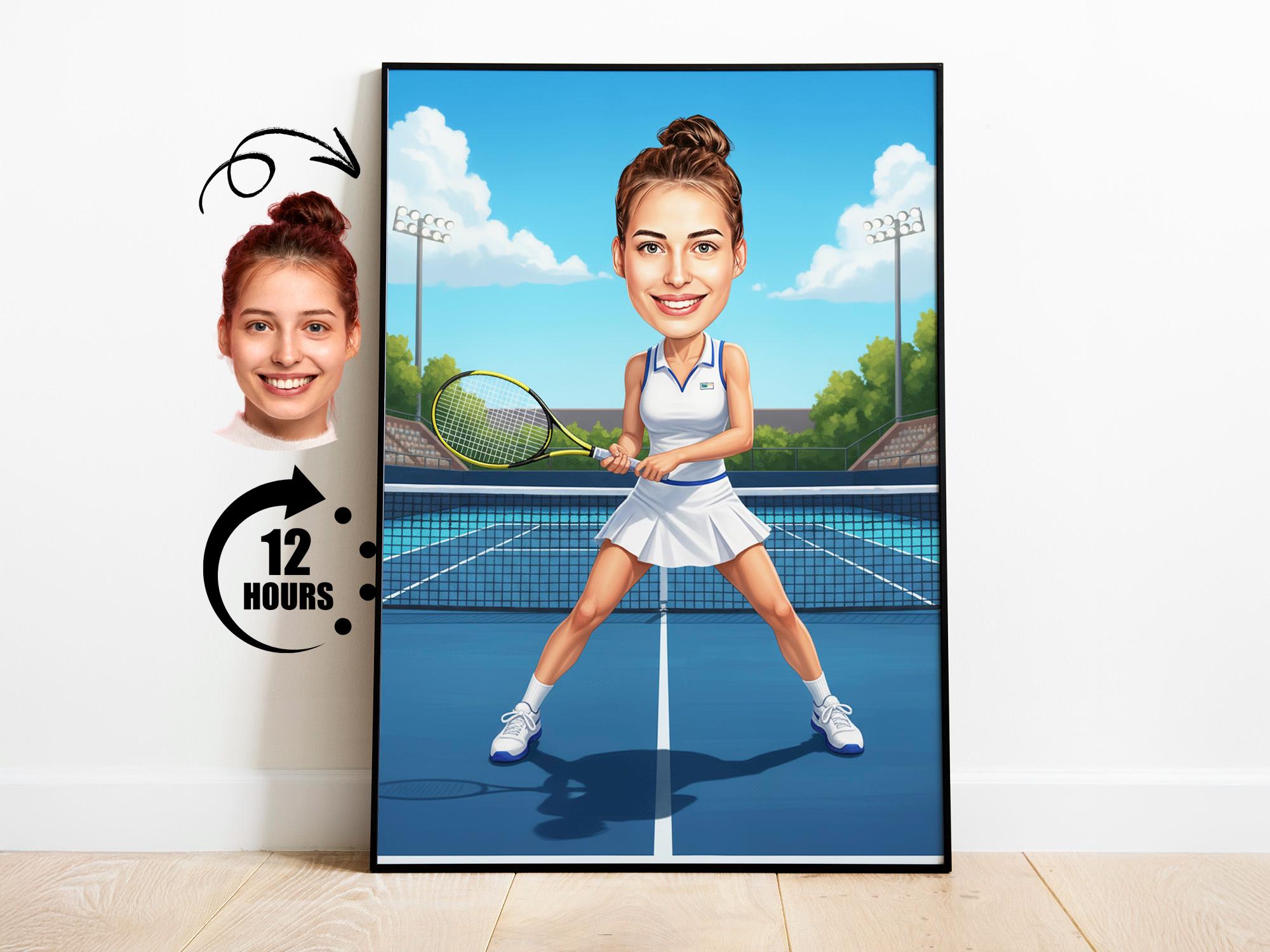 Tennis Player Caricature Woman from photo