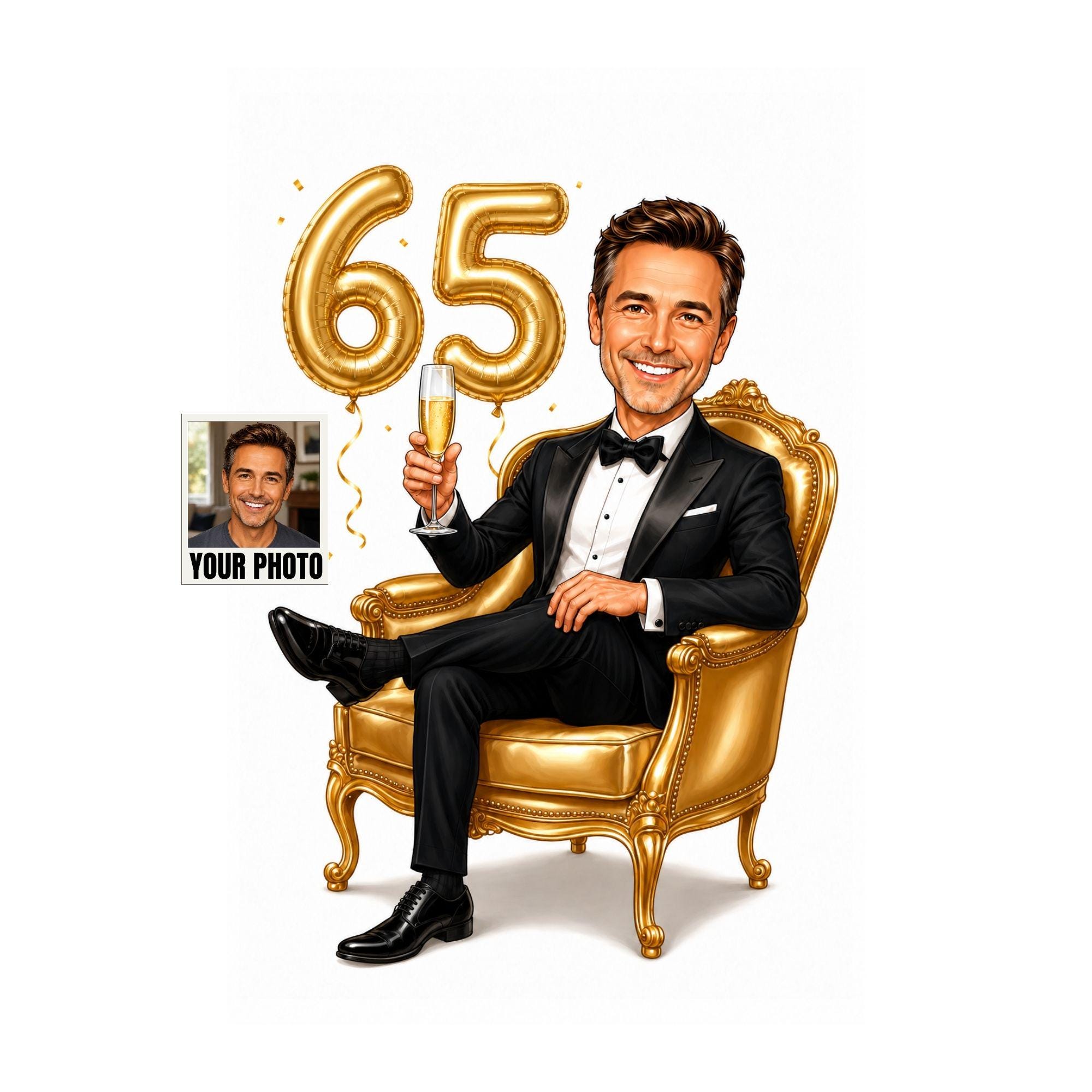65th Birthday Cartoon Portrait for Him from photo