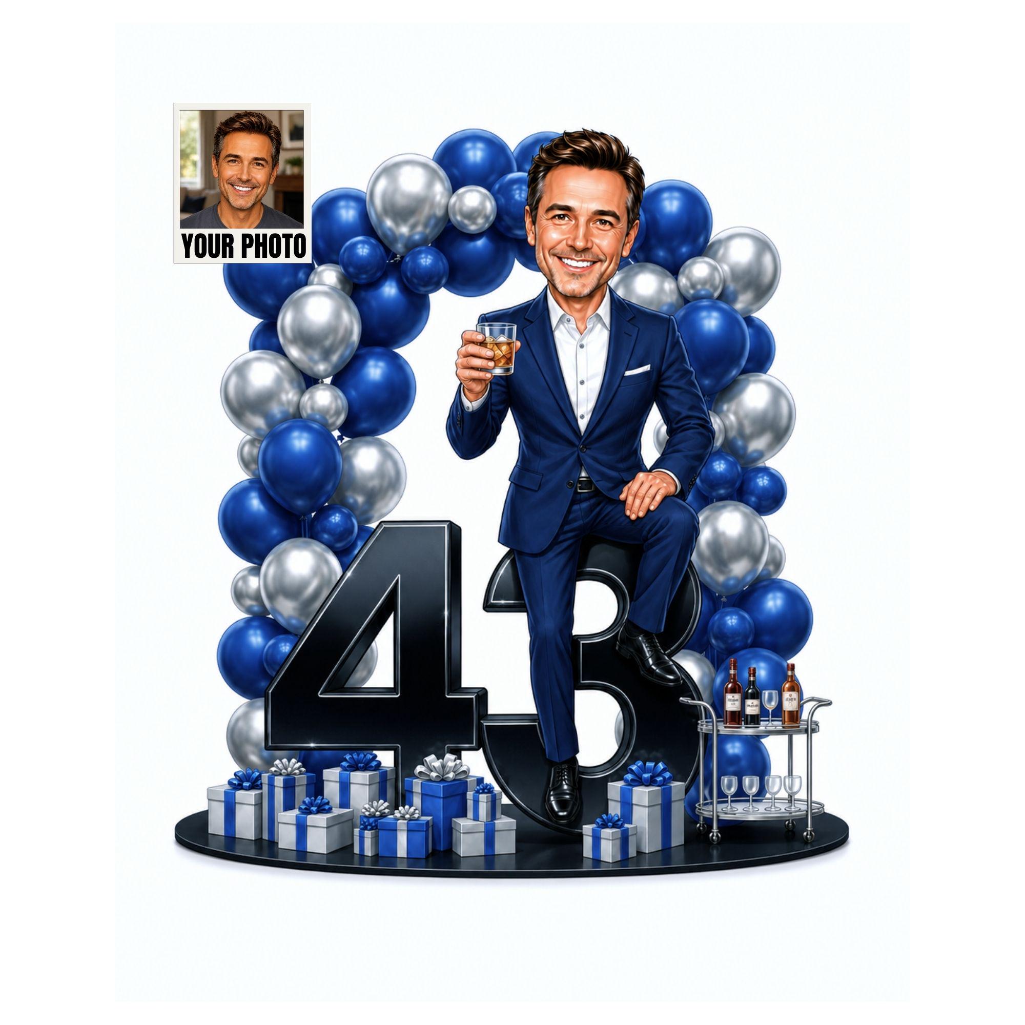 43rd Birthday Man Cartoon Portrait for Him from photo