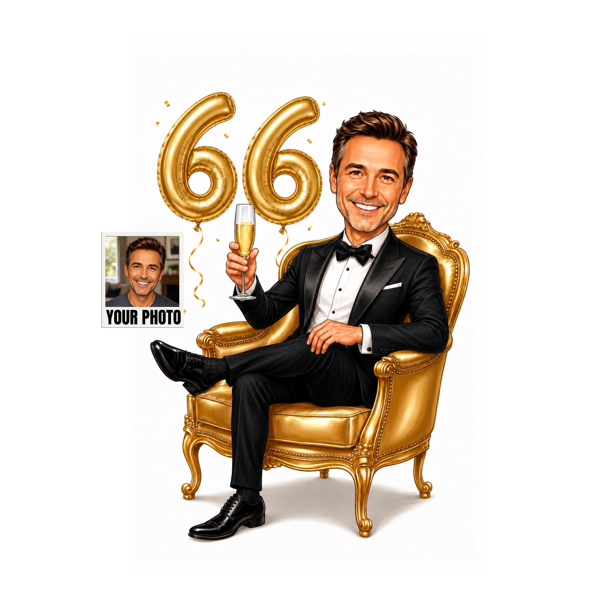 66th Birthday Cartoon Portrait for Him from photo