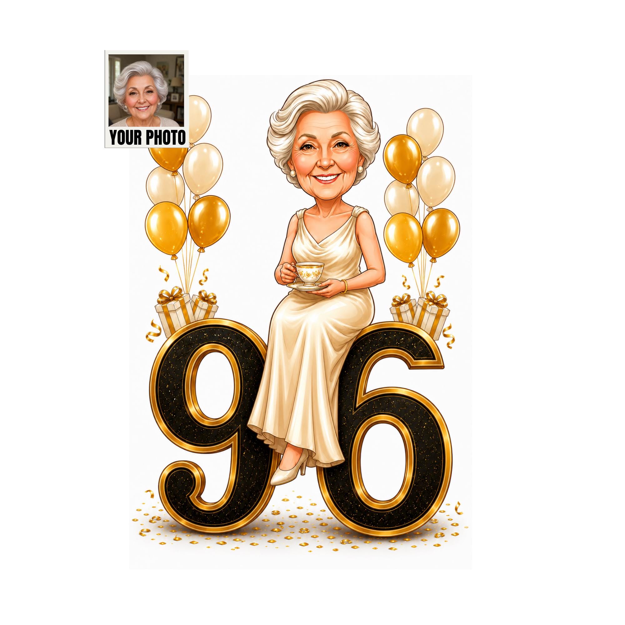 Custom 96th Birthday Caricature from photo