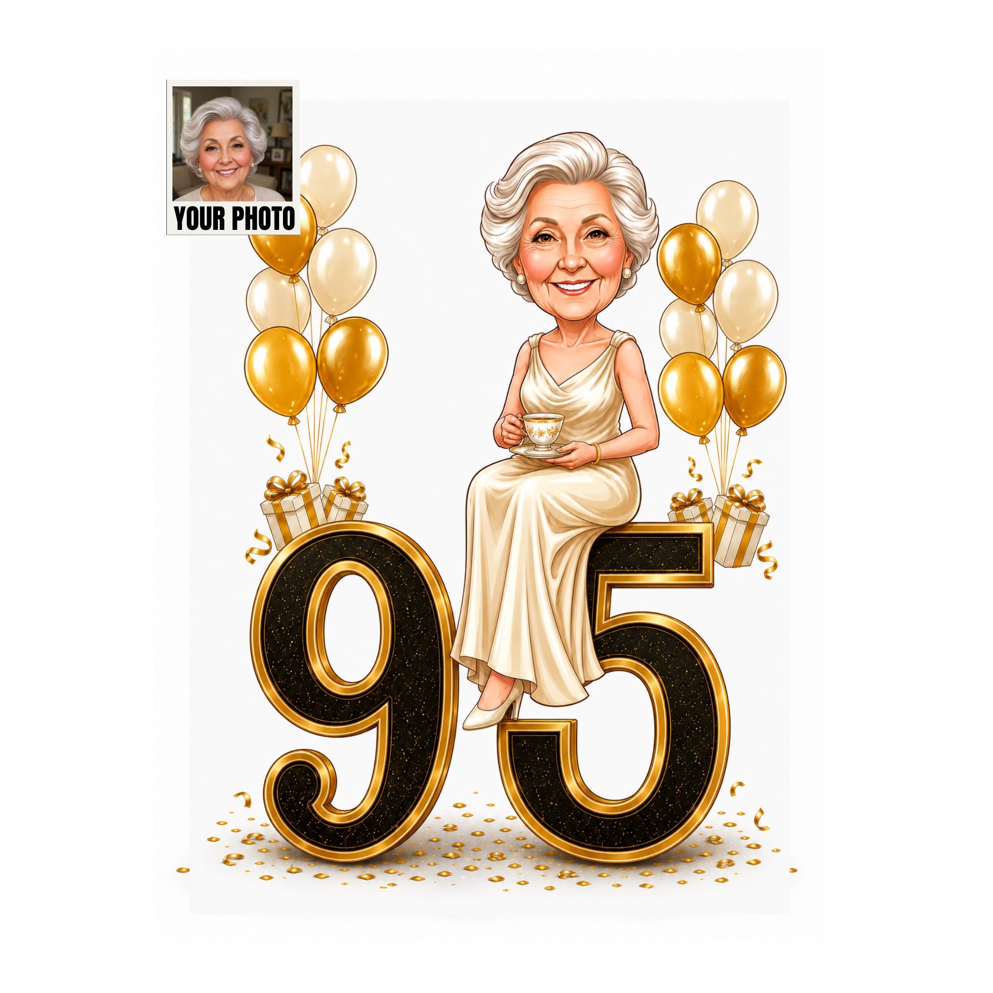 Custom 95th Birthday Caricature from photo