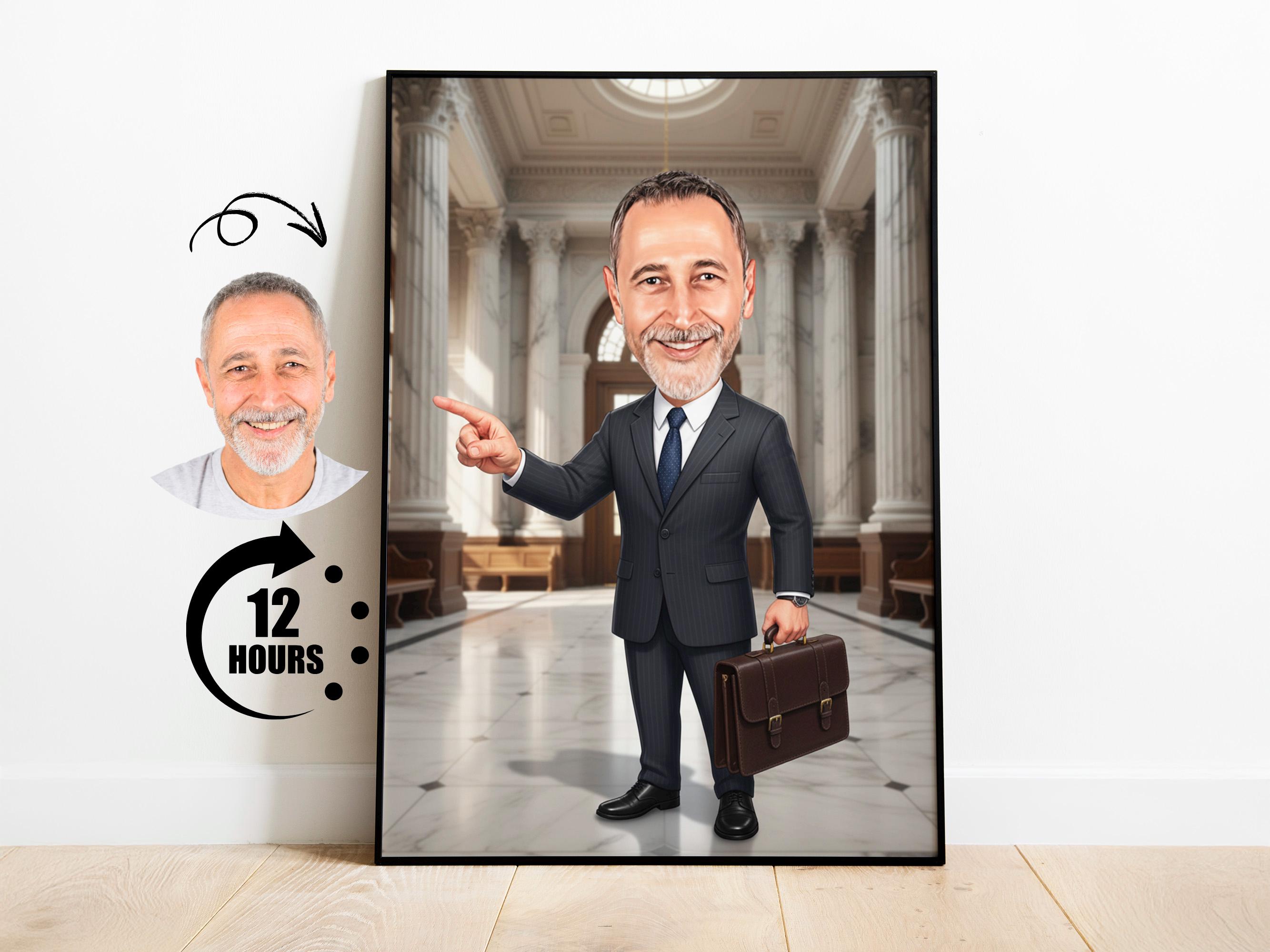 Personalized Lawyer Cartoon Portrait from photo