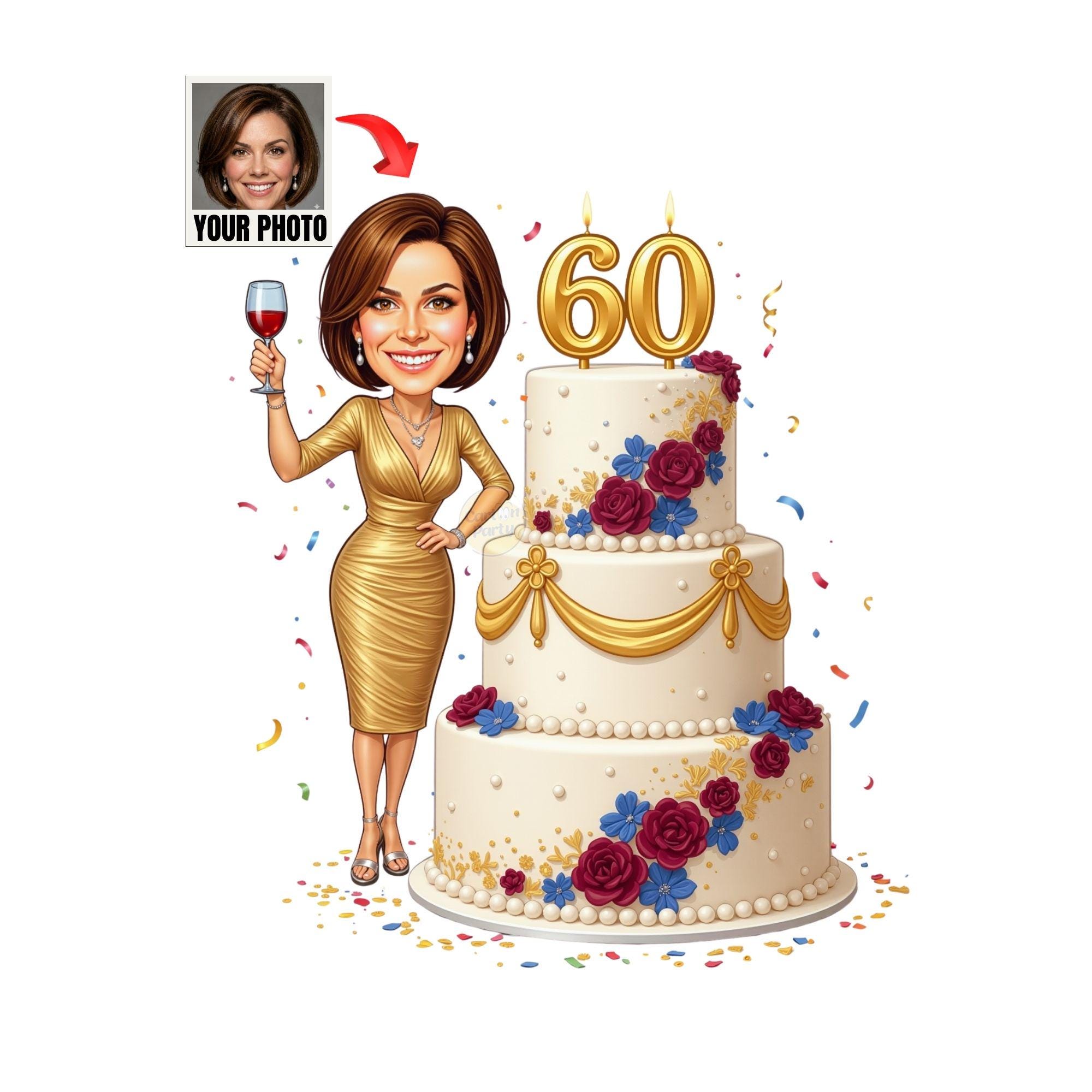 Custom 60th Birthday Caricature from photo