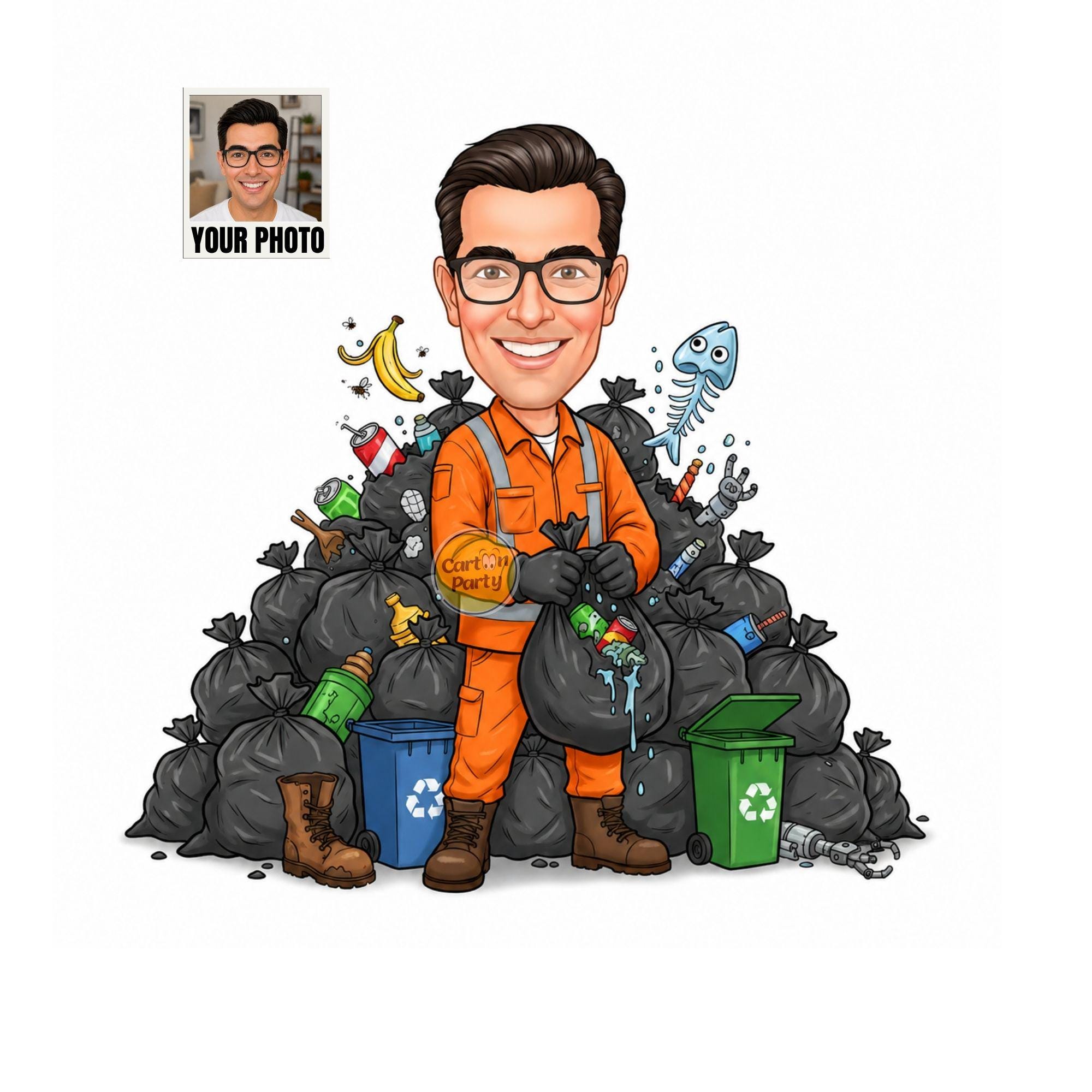 Garbage Collector Caricature from Photo from photo