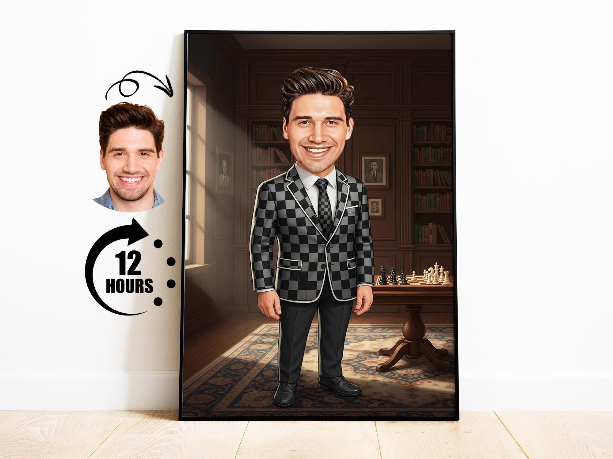 Chess Player Caricature from Photo from photo