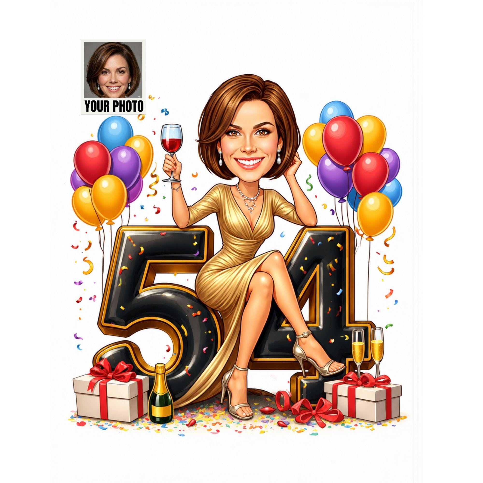 Custom 54th Birthday Caricature from photo