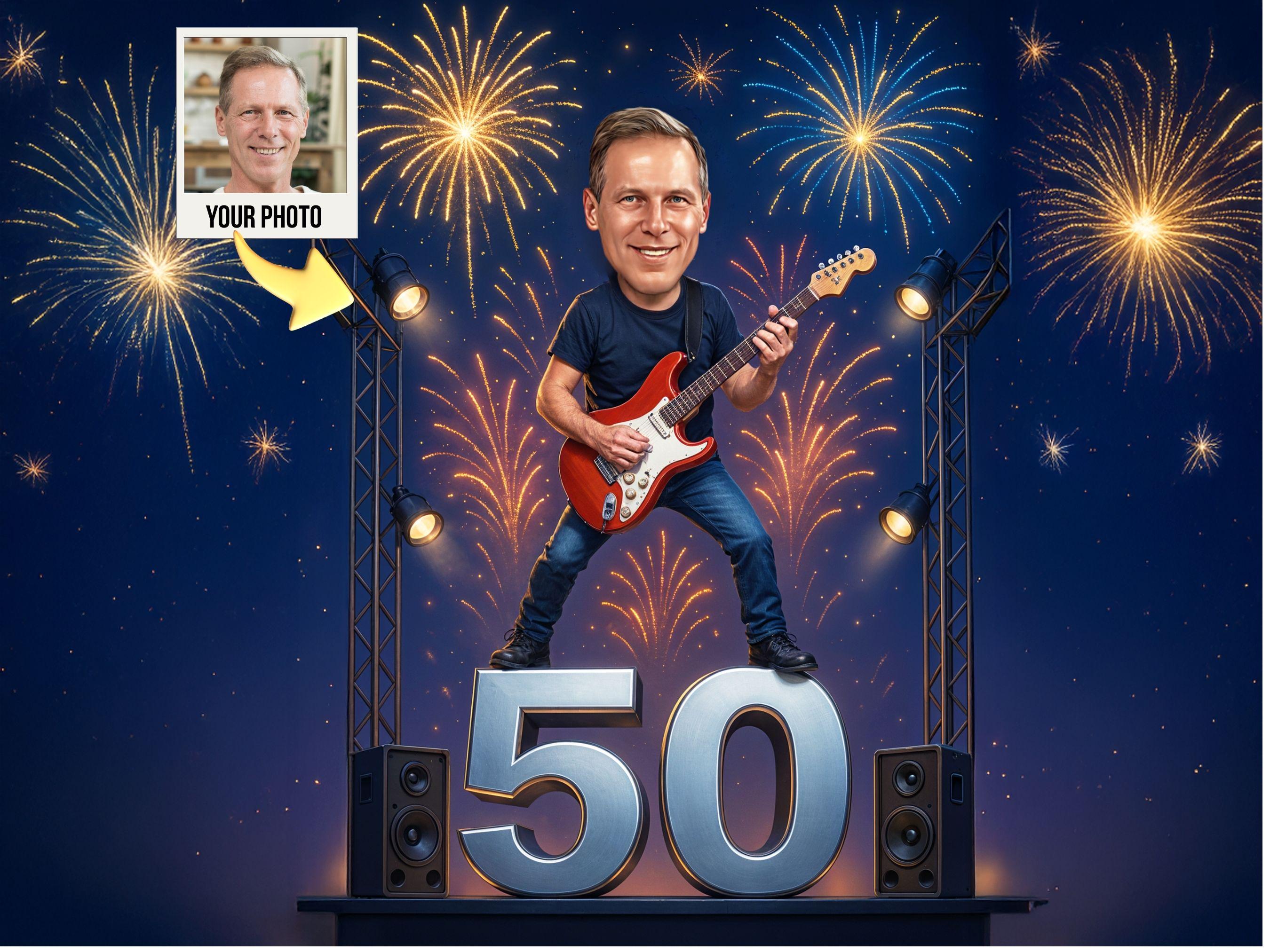 Custom 50th Birthday Caricature from Photo from photo