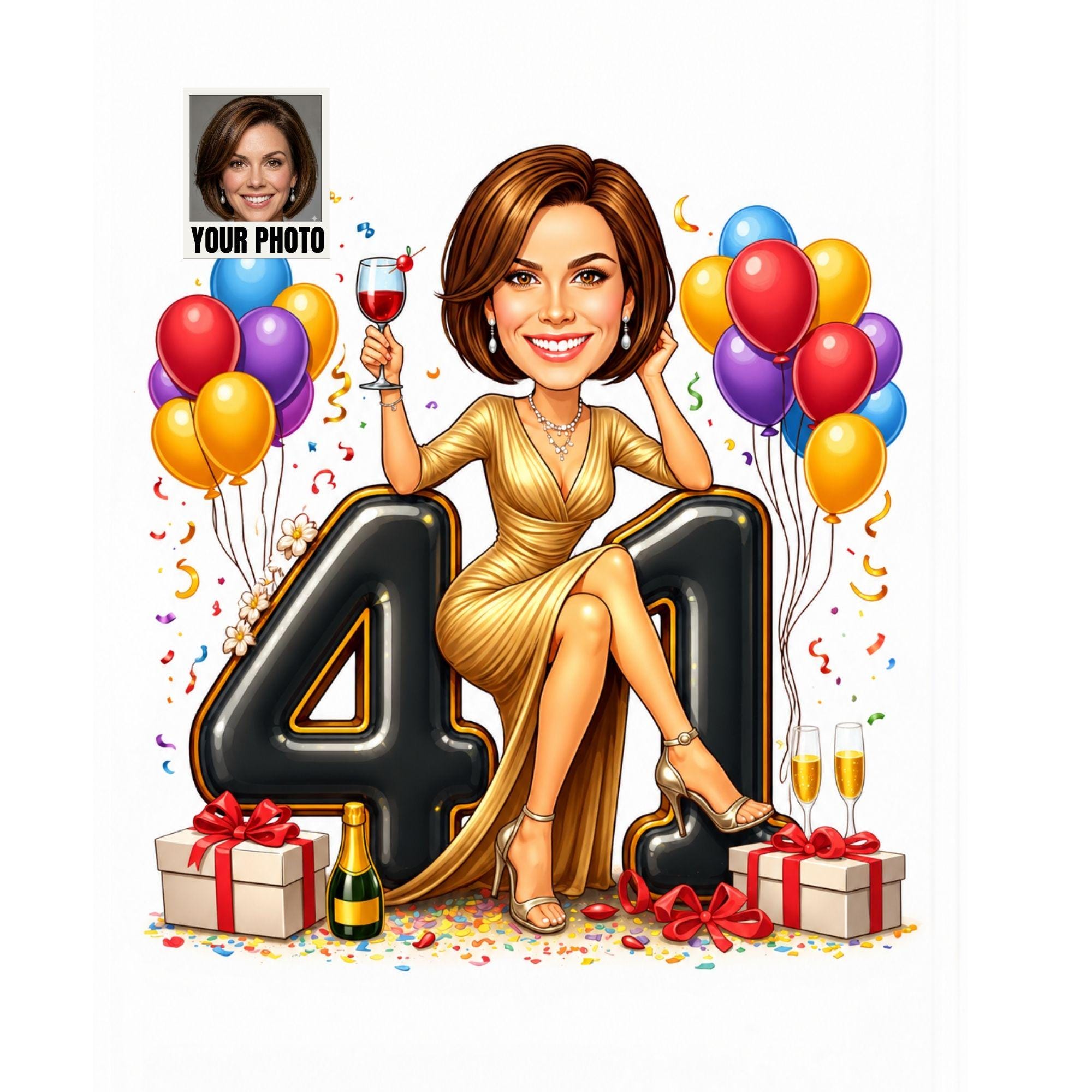 Custom 41st Birthday Caricature from photo