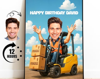Custom Forklift Driver Caricature: Funny Warehouse Gift (Digital Portrait)
