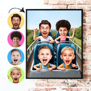 Benutzerdefinierte Familienkarikatur | Personalisiertes Familiengeschenk | Digitales Familienporträt | Einzigartige Wandkunst | Familie Wall Art