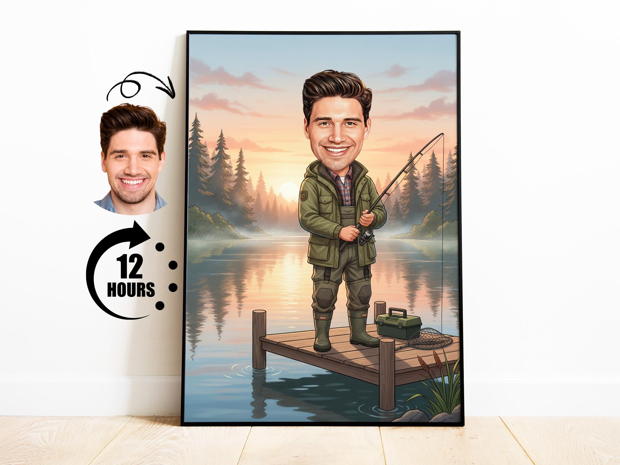 Custom Fishing Caricature from photo
