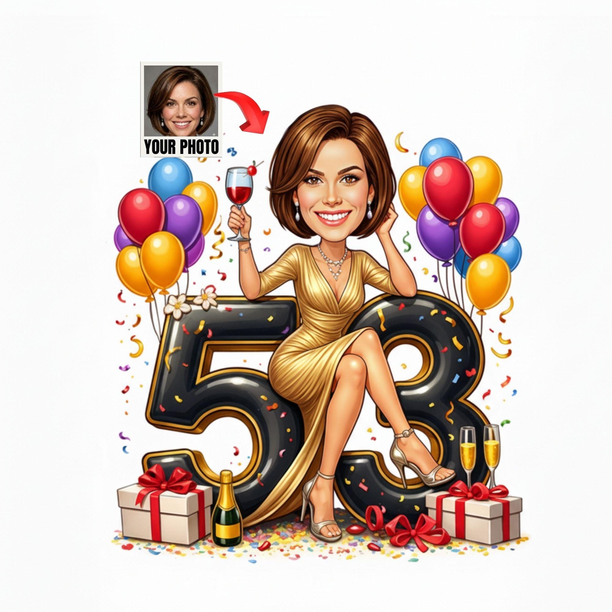 Custom 53rd Birthday Caricature from photo