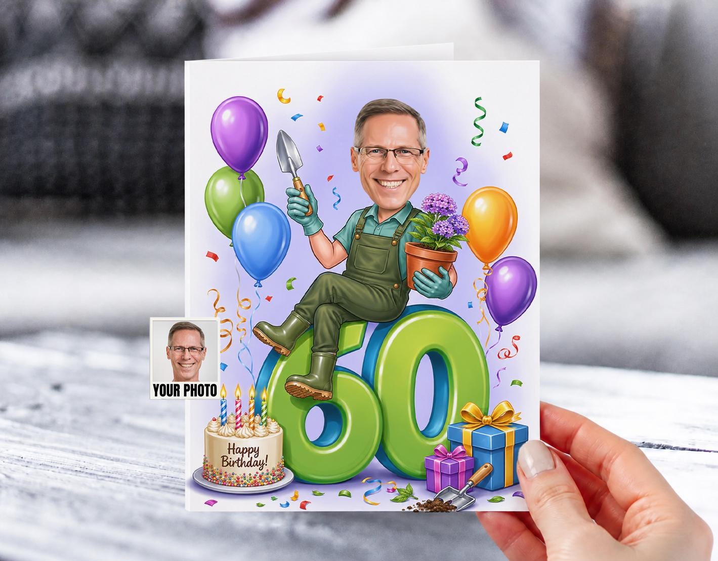 Gardener Birthday Caricature from photo