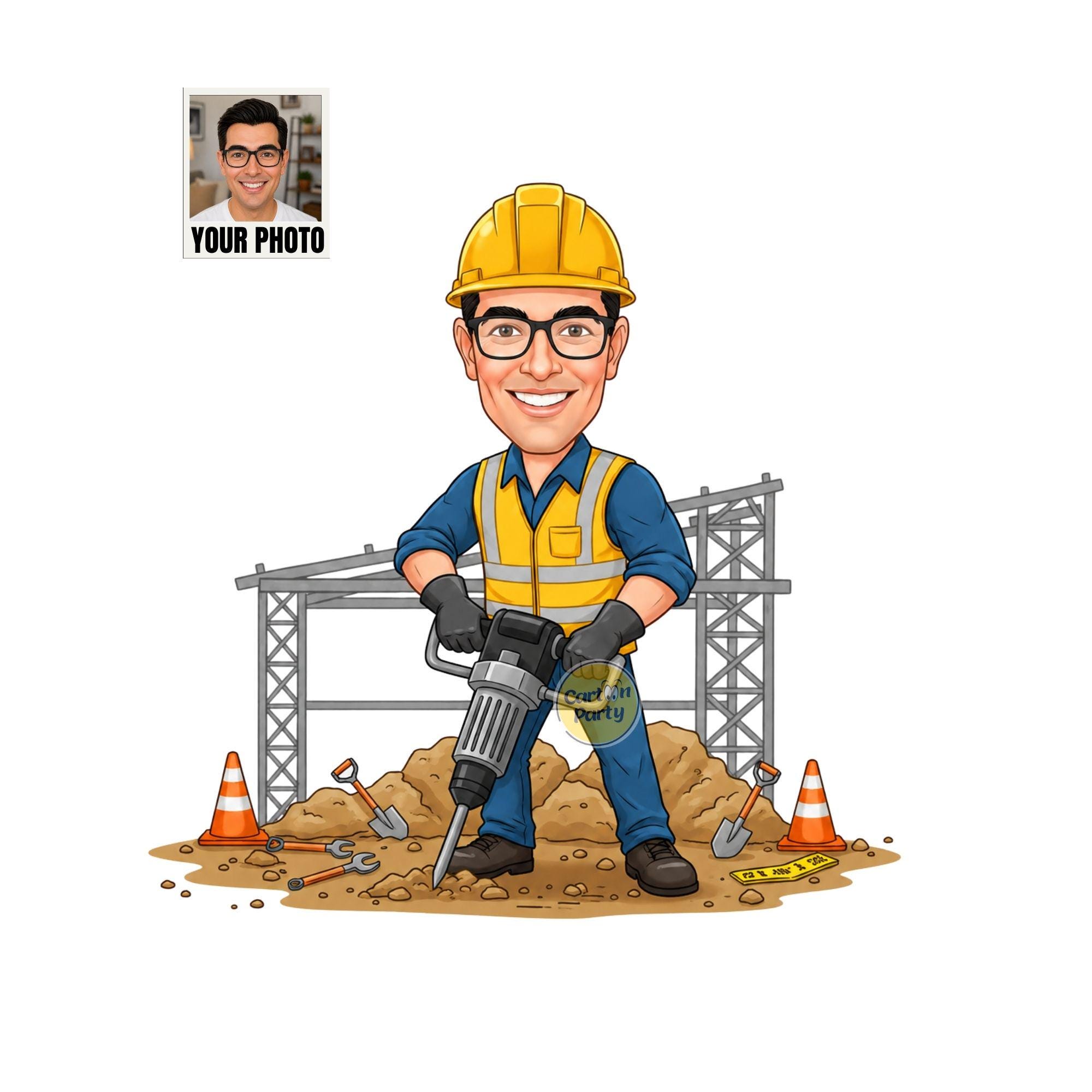 Builder Caricature from Photo from photo