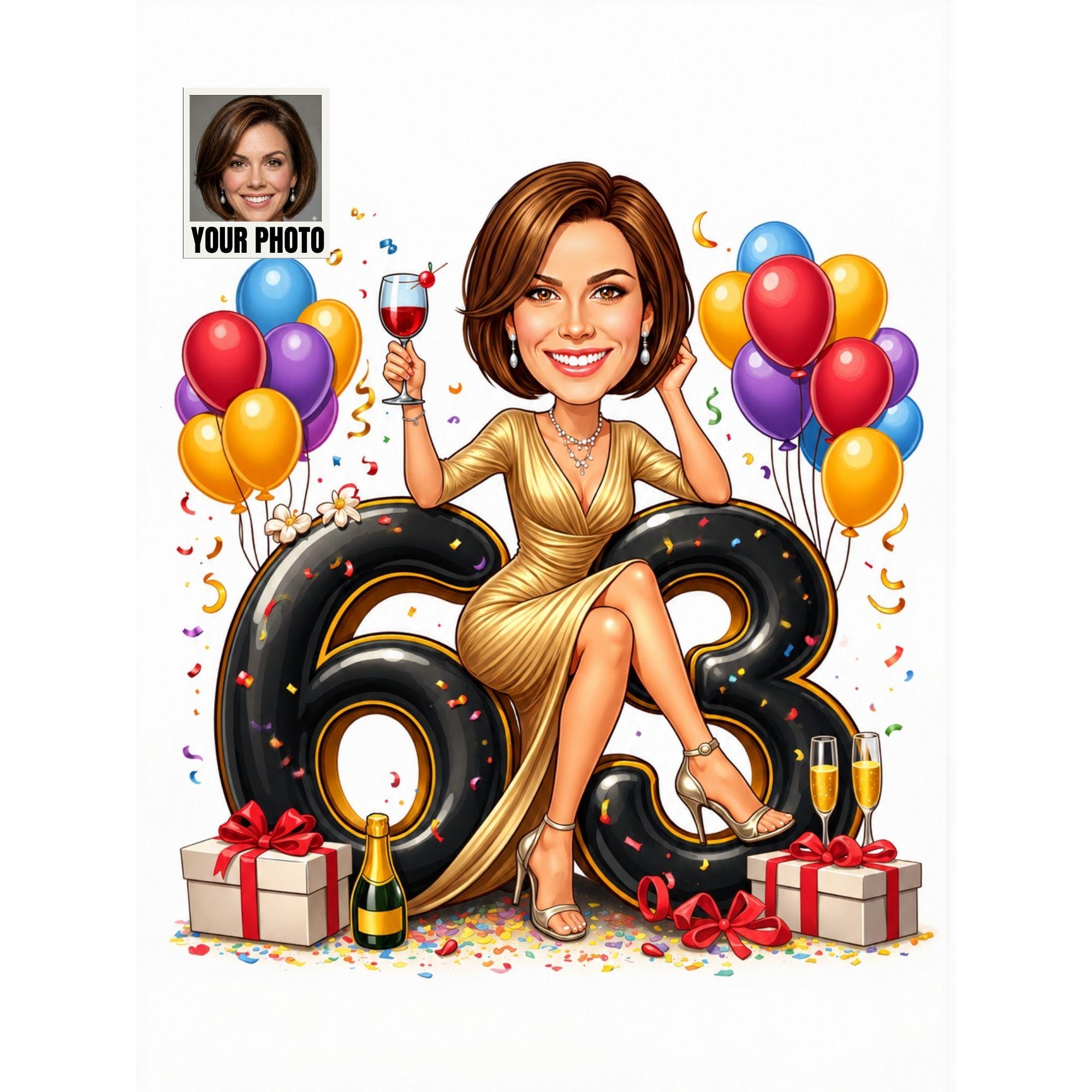 Custom 63rd Birthday Caricature from photo