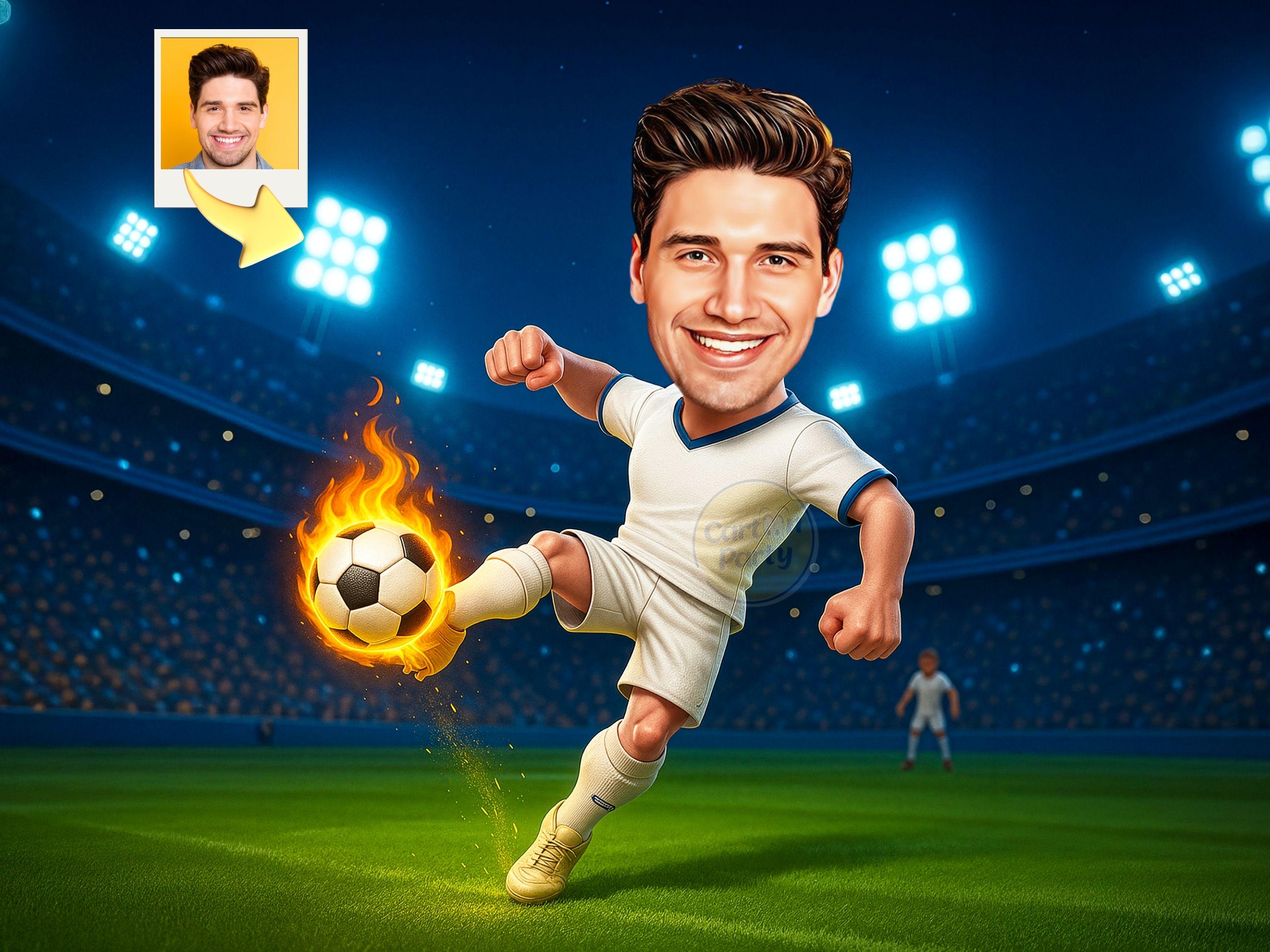 Soccer Player Cartoon Portrait from Photo from photo