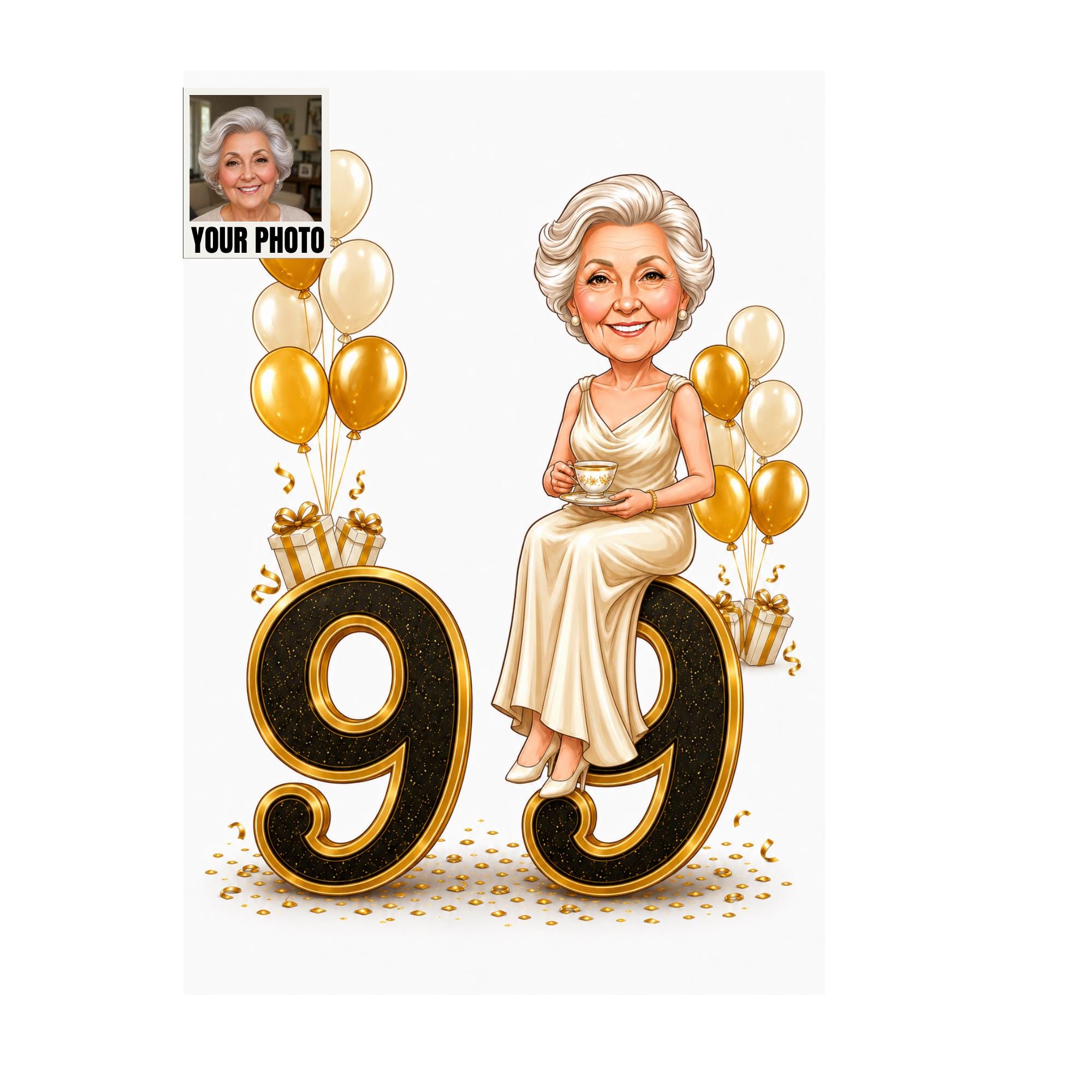 Custom 99th Birthday Caricature from photo