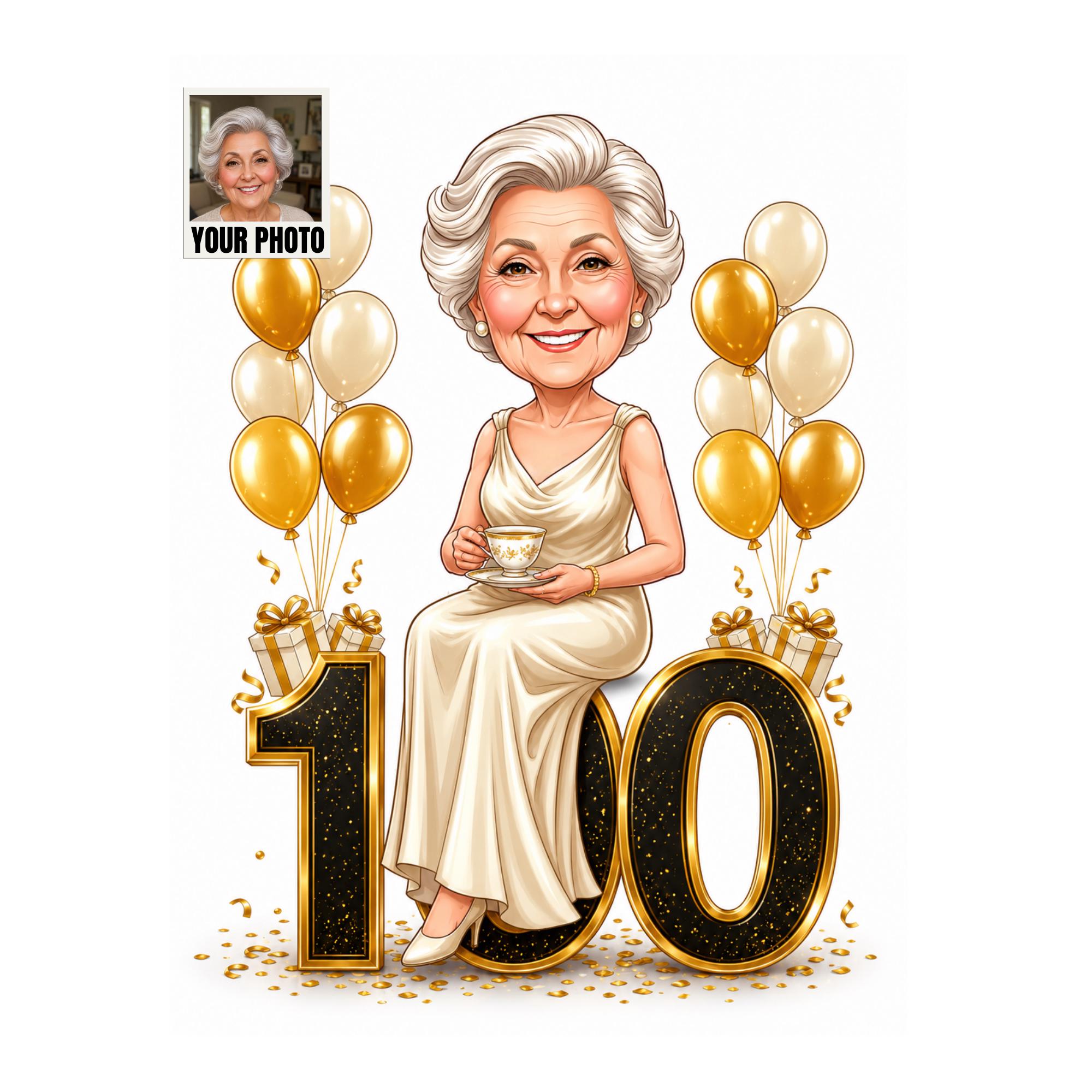Custom 100th Birthday Caricature from photo