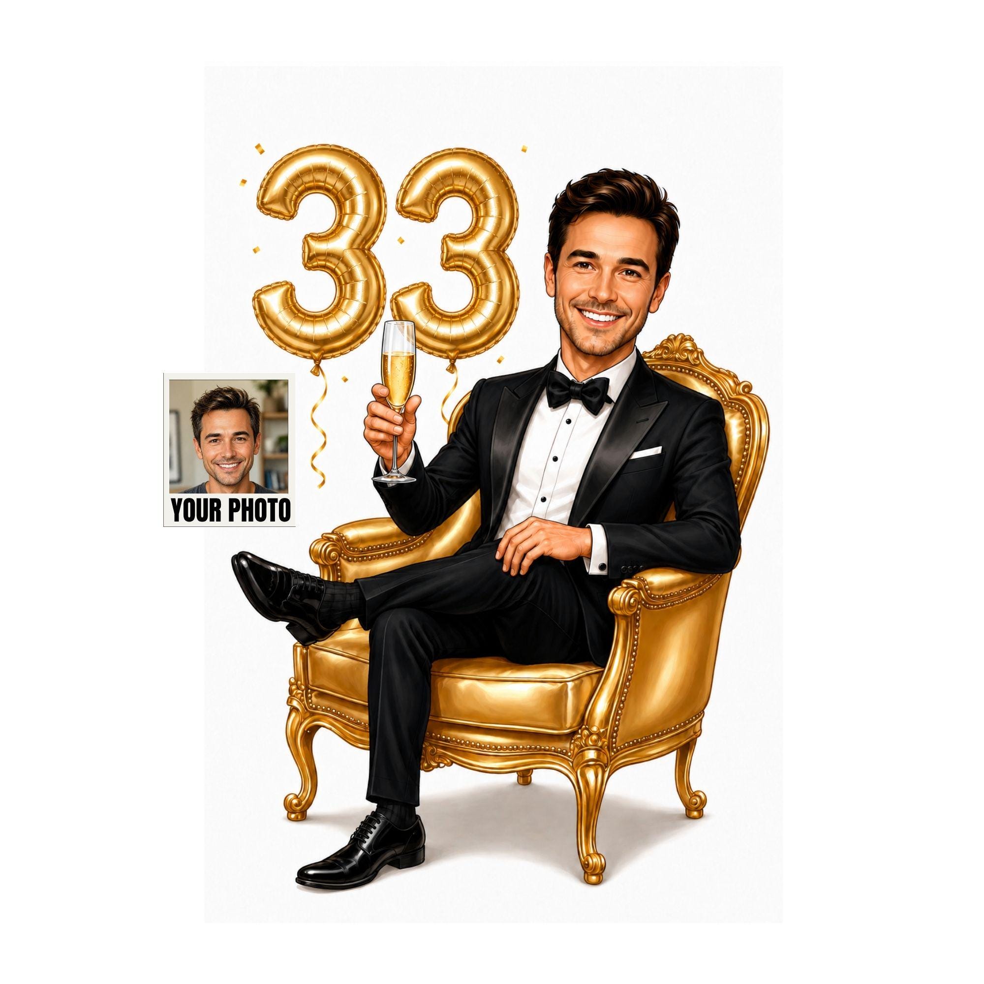 33rd Birthday Cartoon Portrait for Him from photo