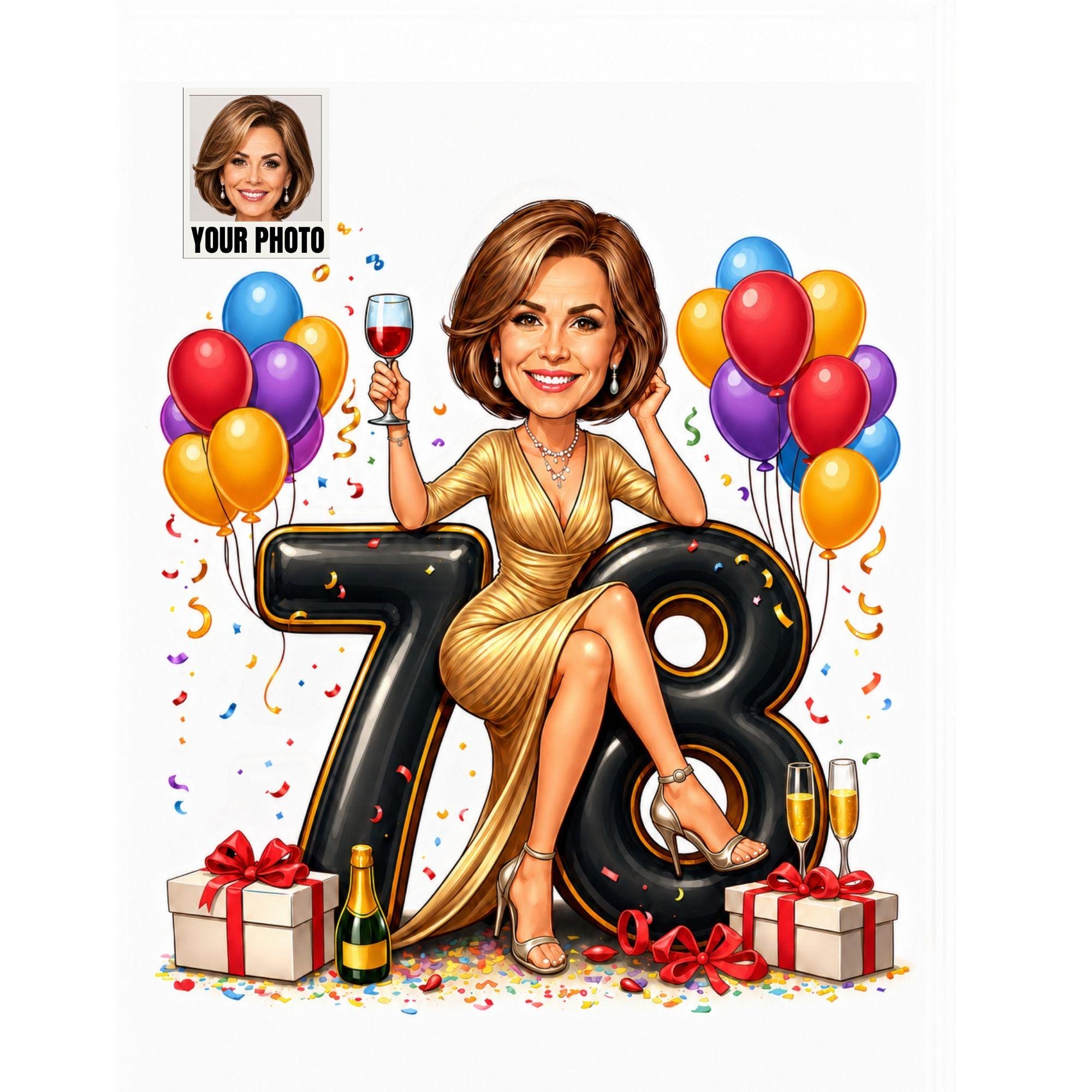 Custom 78th Birthday Caricature from photo