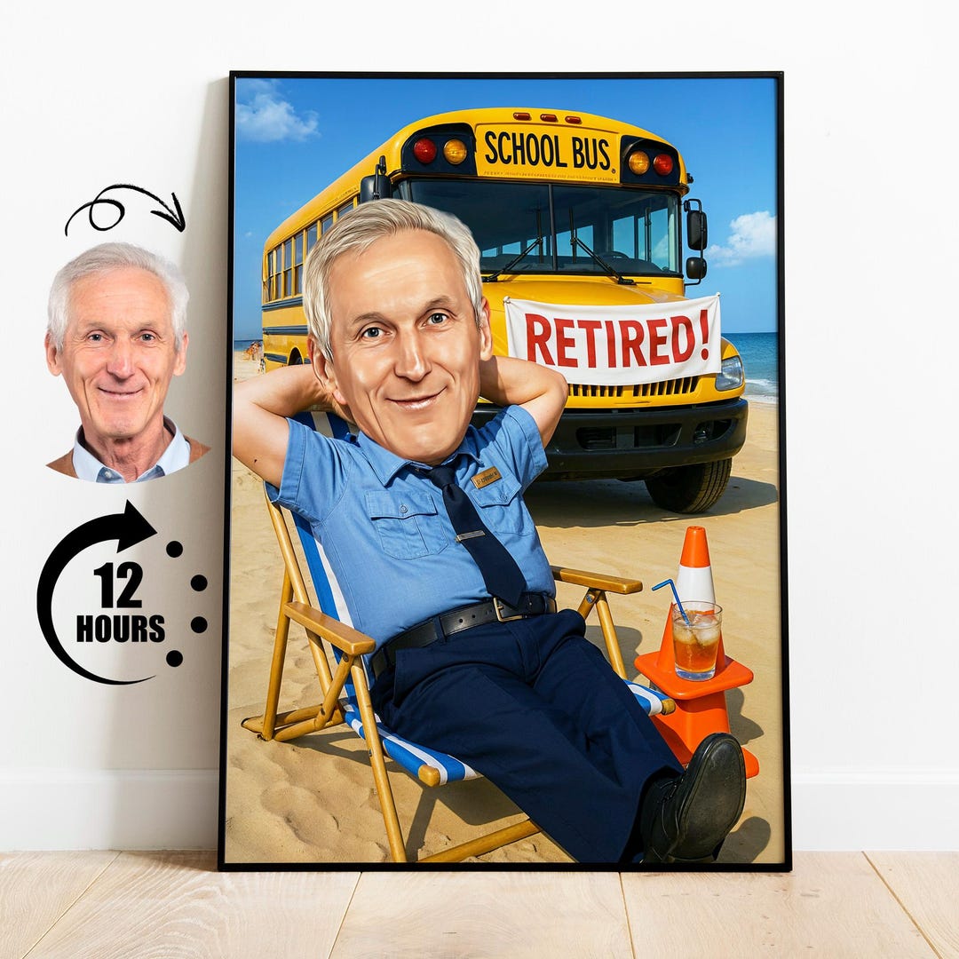 Funny Retired Bus Driver Caricature: Custom Retirement Gift - Etsy