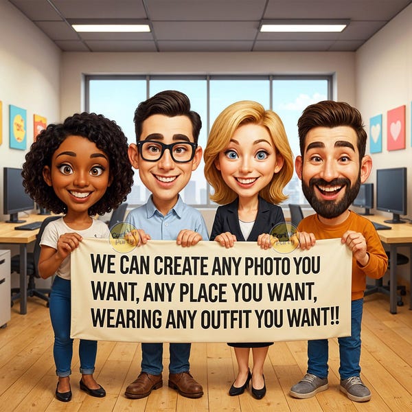 Funny Caricature from Photo, Family Group Caricature, Custom Cartoon Portrait, Personalised Gift for Family, Christmas Group