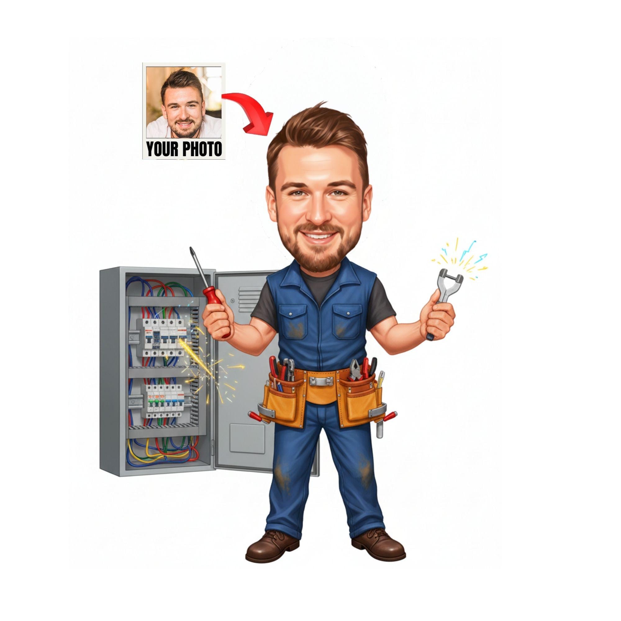 Custom Electrician Caricature from photo