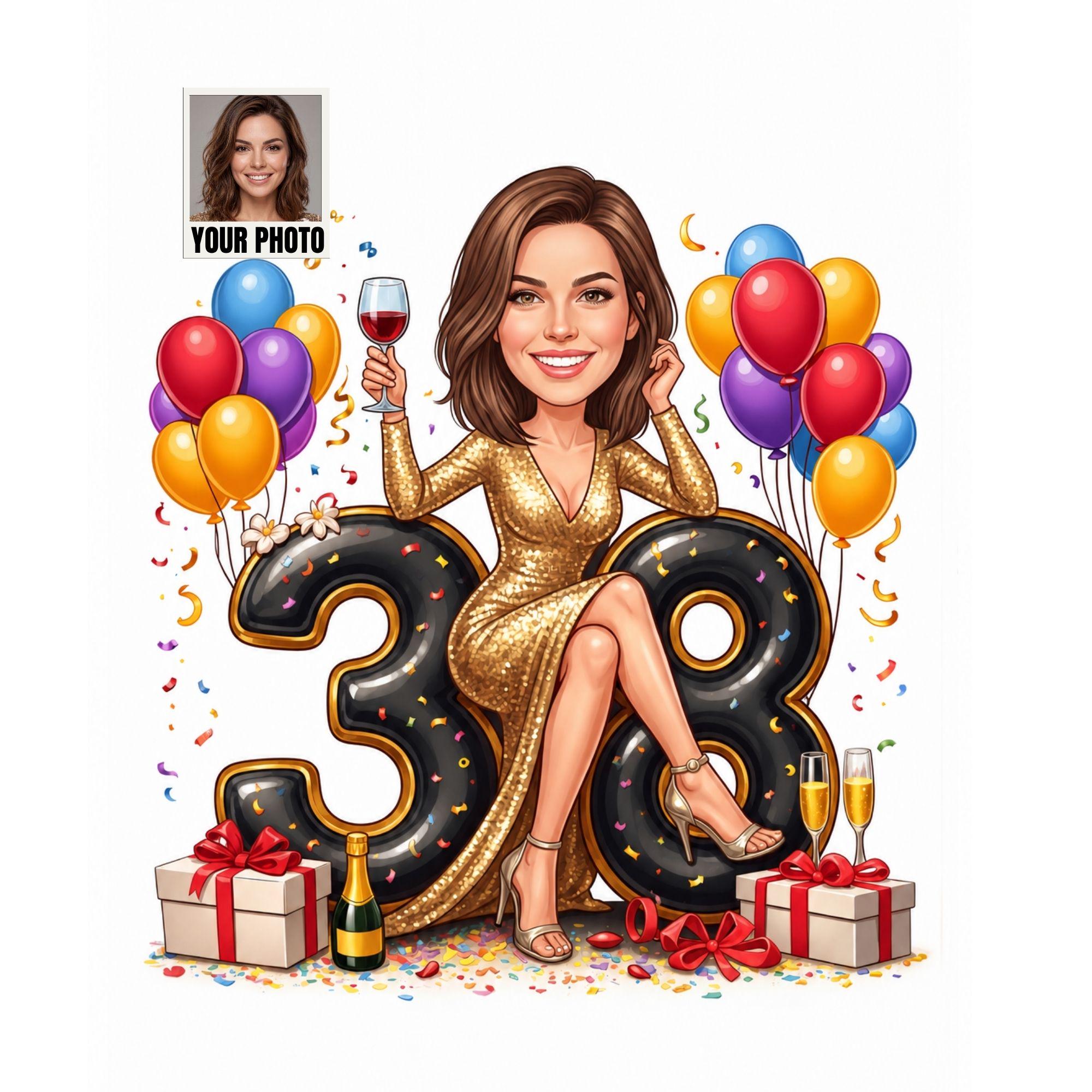 Custom 38th Birthday Caricature from photo