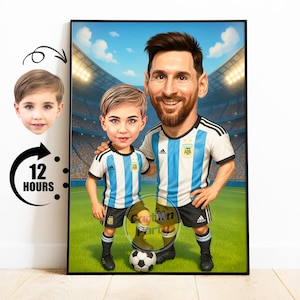 messi benutzerdefinierte Porträt, messi Karikatur, Fußball Geschenke, personalisierte messi Geschenk, messi Wandkunst, Fußballliebhaber Geschenk, Jungen Raumdekoration