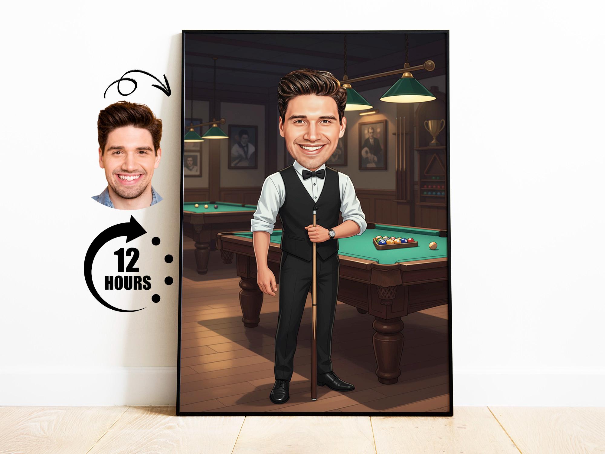 Billiards Player Caricature from Photo from photo