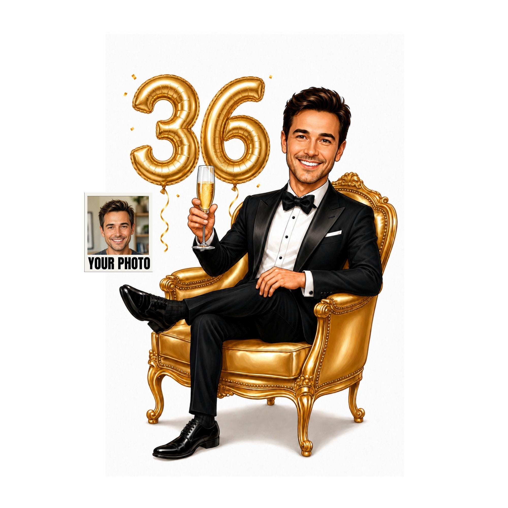 36th Birthday Cartoon Portrait for Him from photo