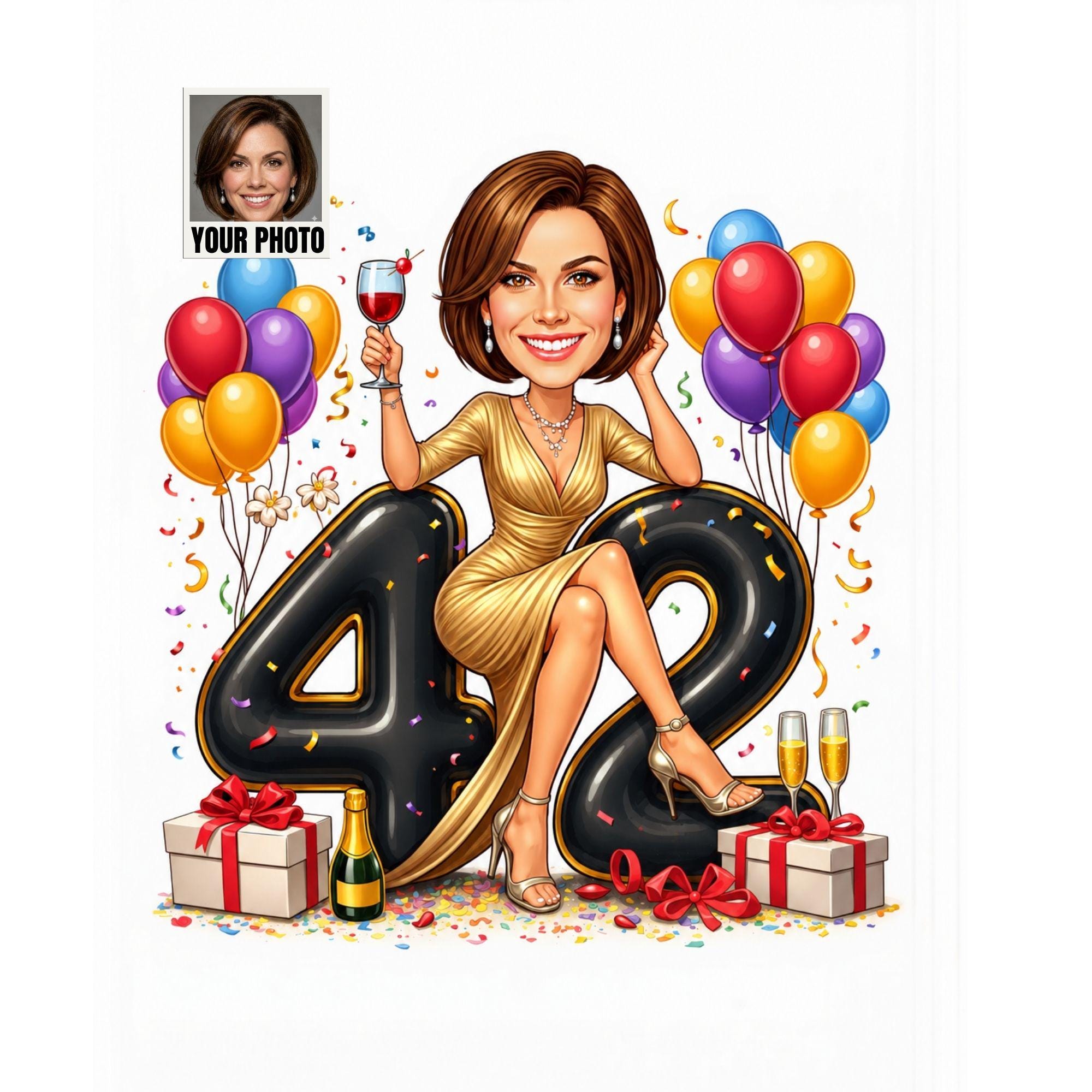 Custom 42nd Birthday Caricature from photo