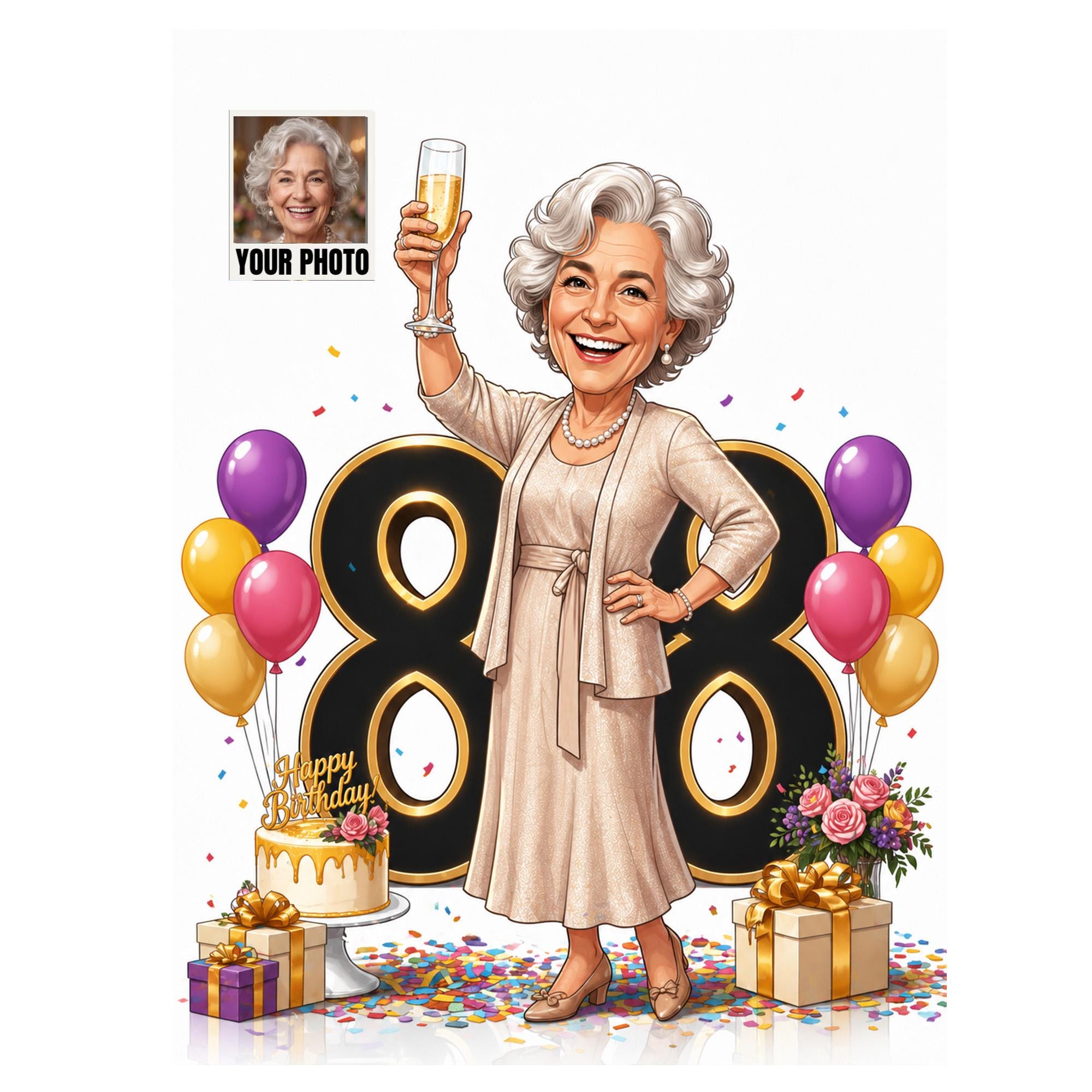 Custom 88th Birthday Caricature from photo