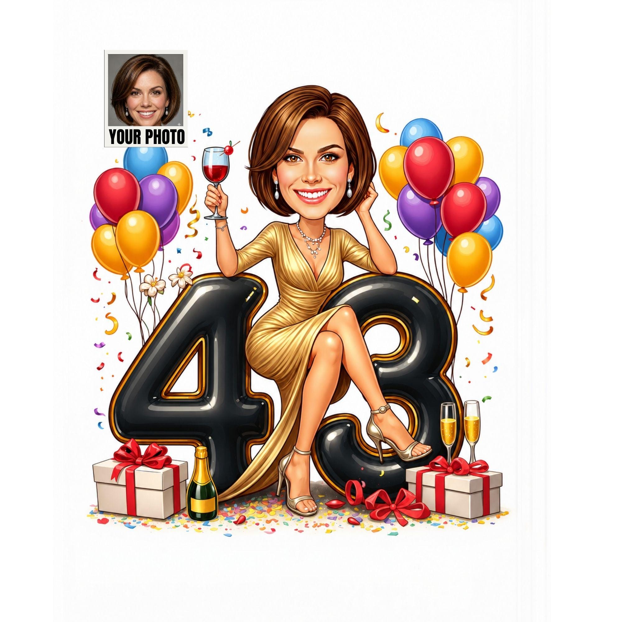 Custom 43rd Birthday Caricature from photo