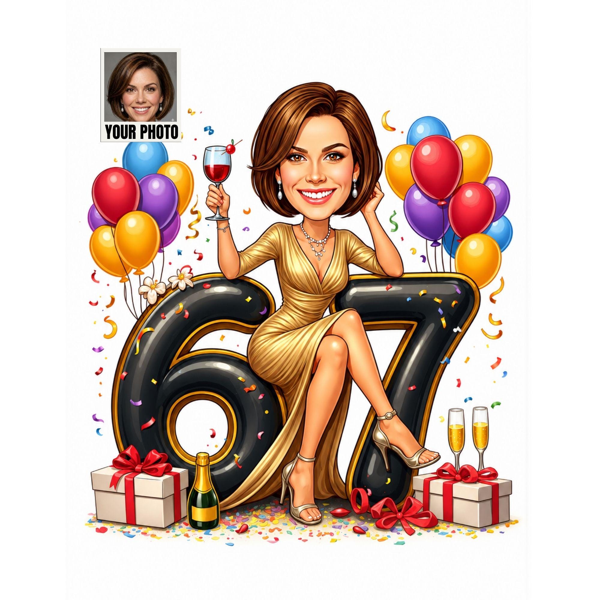 Custom 67th Birthday Caricature from photo