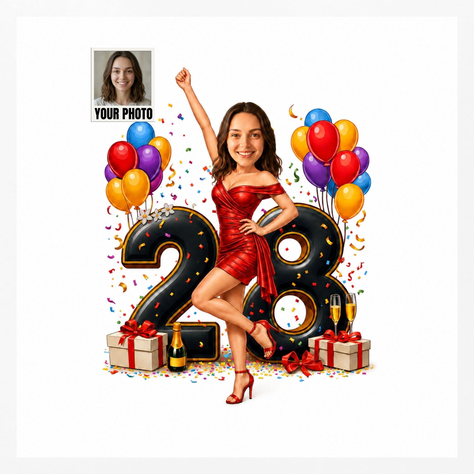 28th Birthday Cartoon Portrait from photo