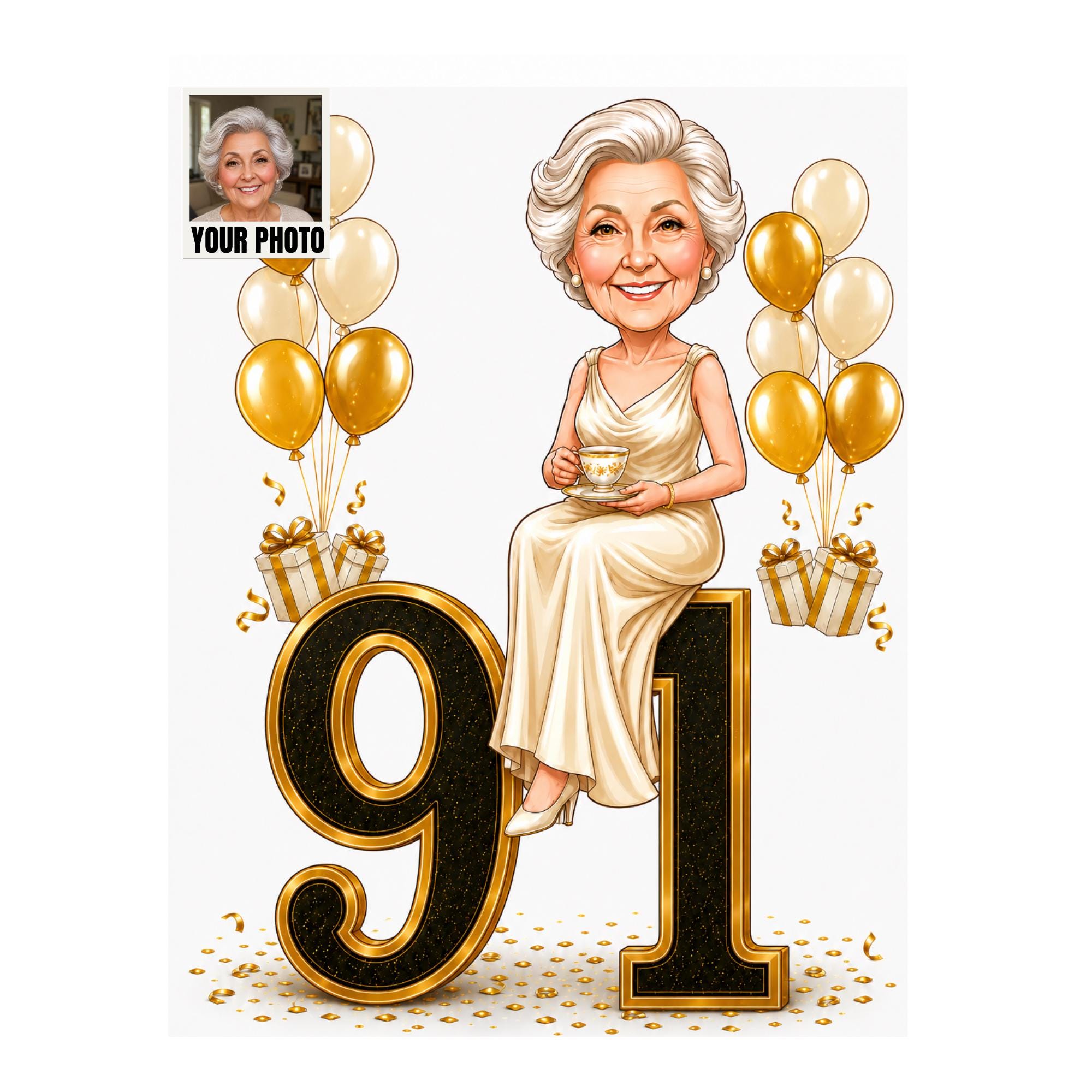 Custom 91st Birthday Caricature from photo